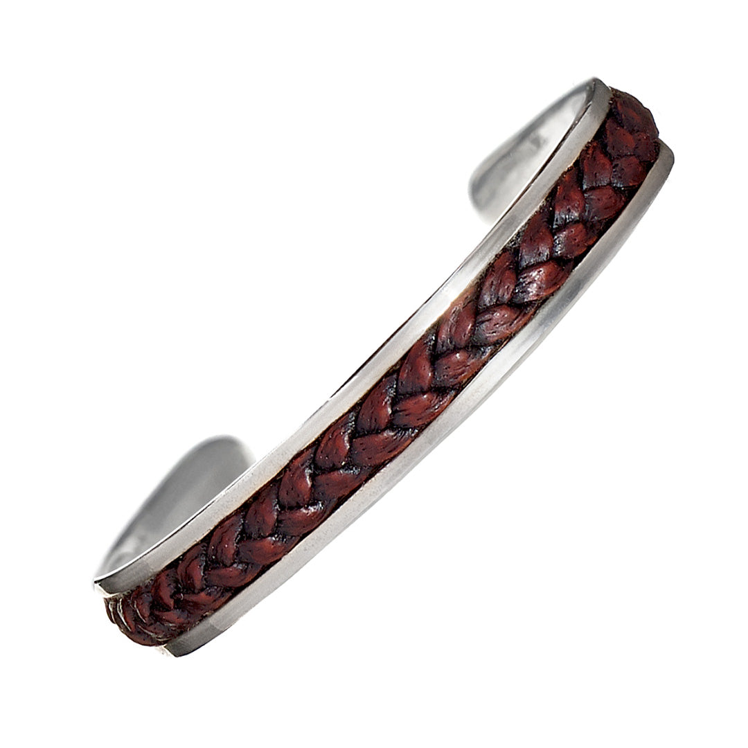Leather Adjustable Cuff Sterling Silver Bracelet in brown I Jan Leslie Cufflinks and Accessories.
