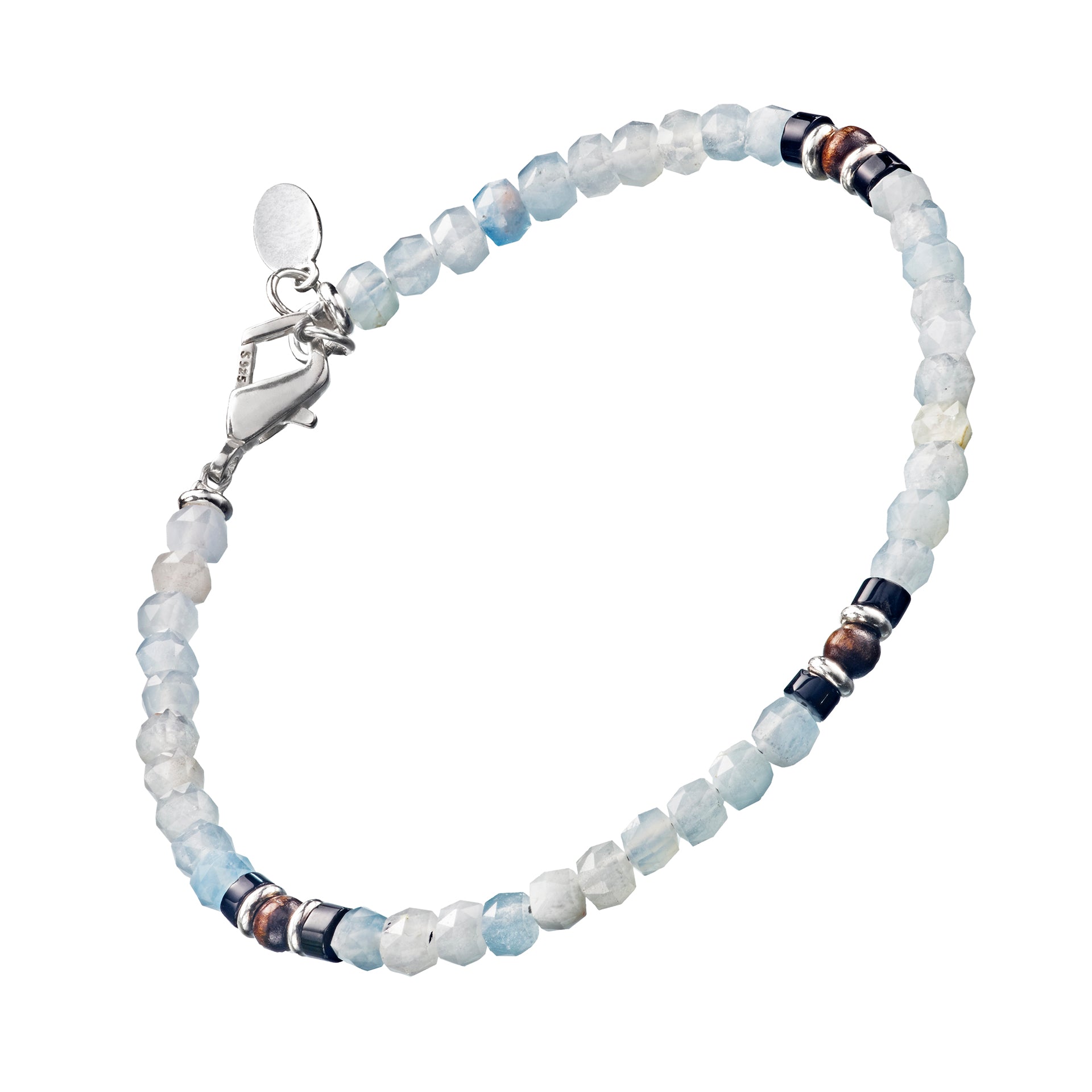 Opal Bead Bracelet with Wood and Sterling Silver Spacers I Jan Leslie Cufflinks and Accessories.