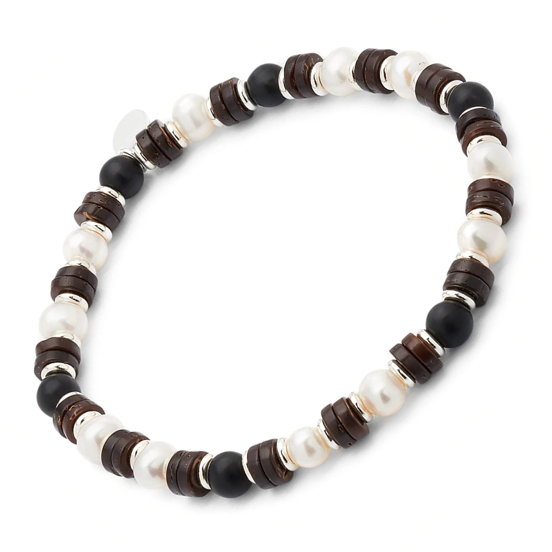 Freshwater Pearl and Black Agate Beaded Bracelet I Jan Leslie Cufflinks and Accessories.
