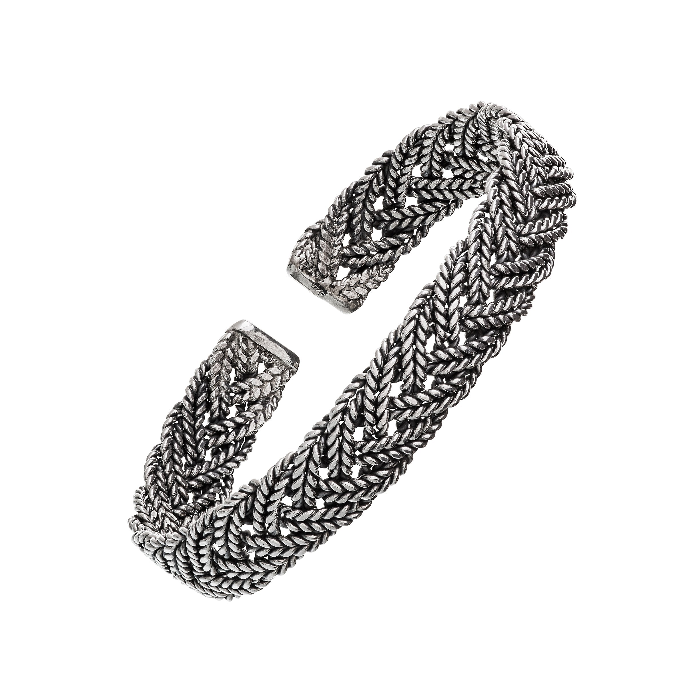 Wide Braided Sterling Cuff