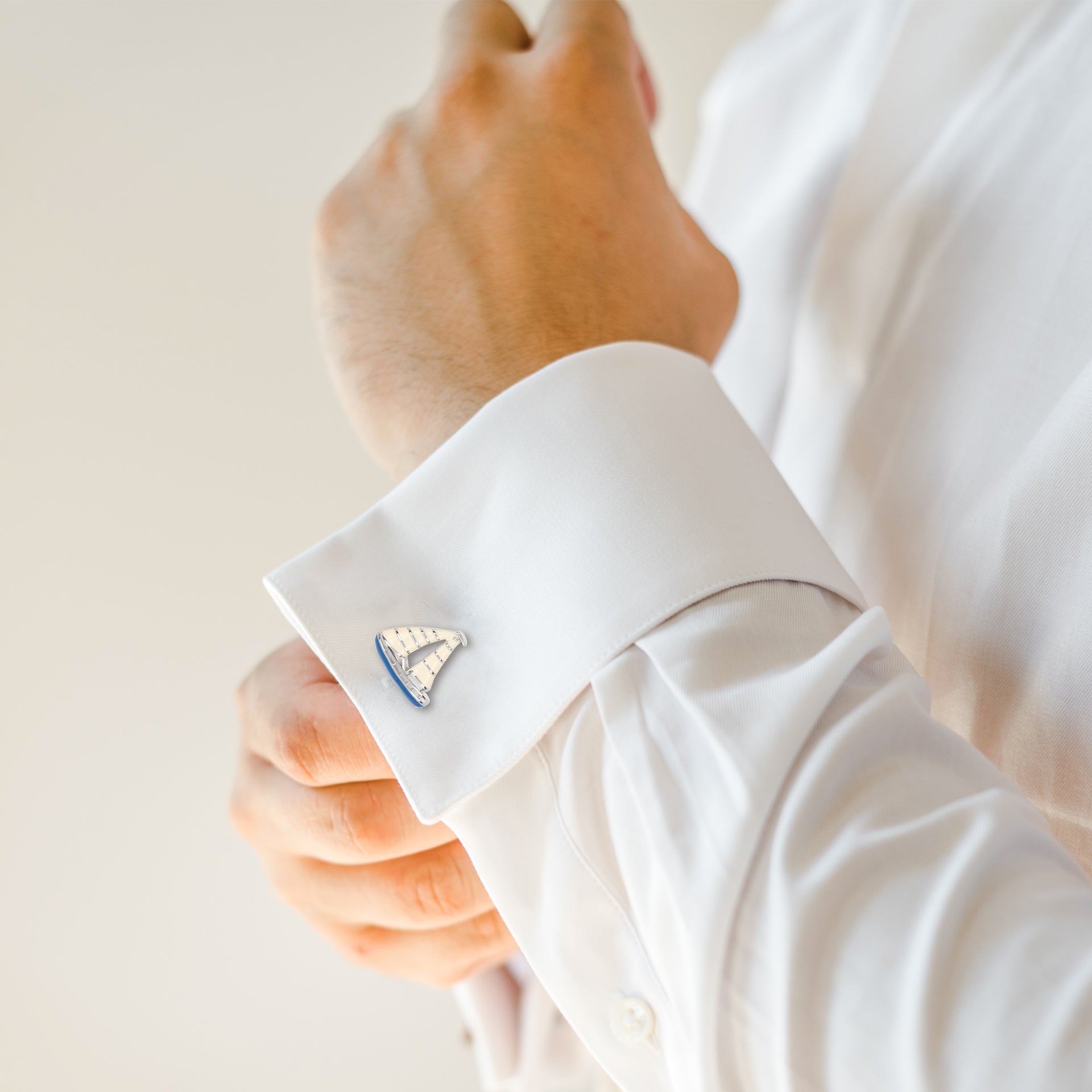 Blue Enamel Sailboat Cufflinks