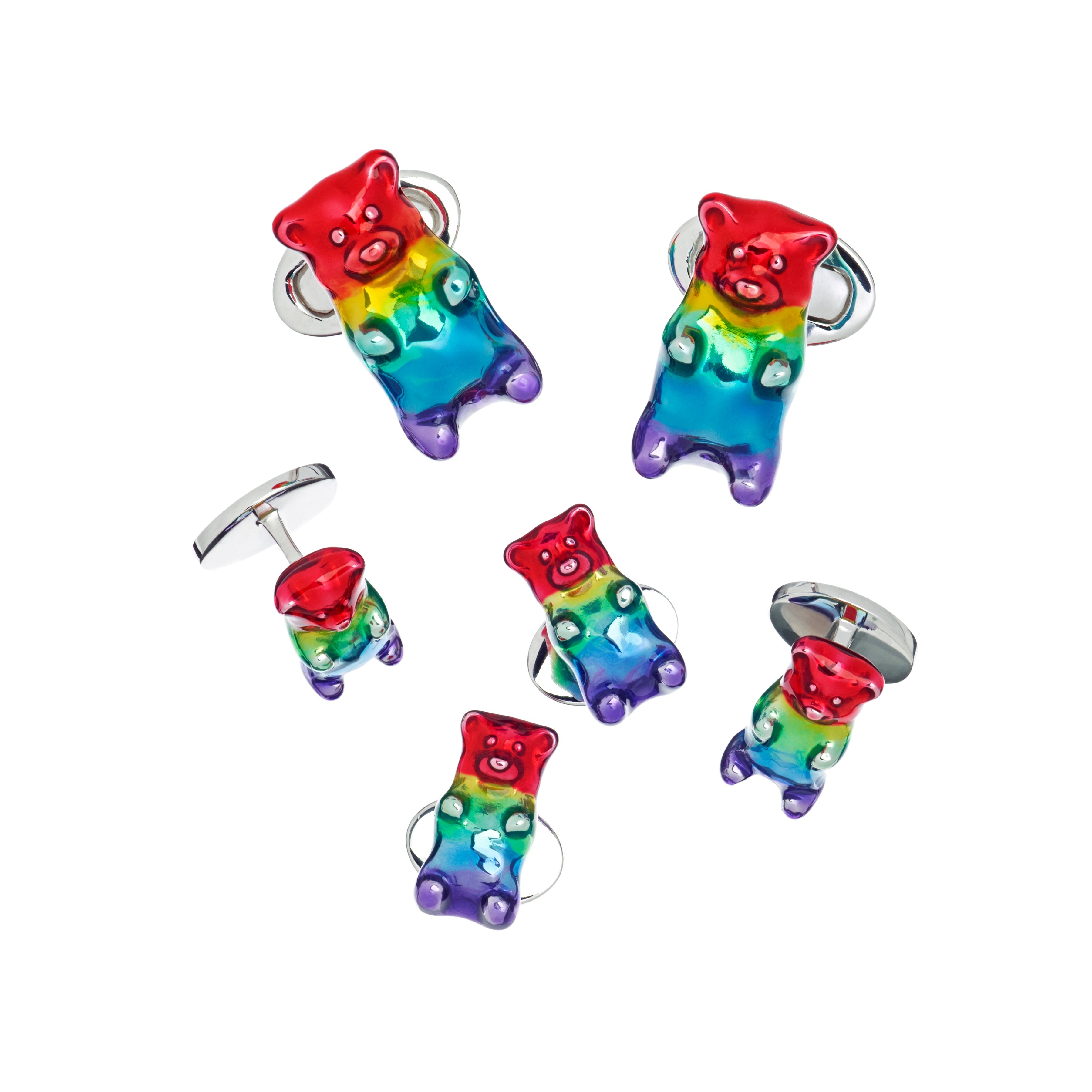 Rainbow Gummy Bear Sterling Silver Cufflinks and Tuxedo Studs I Jan Leslie Cufflinks and Accessories.