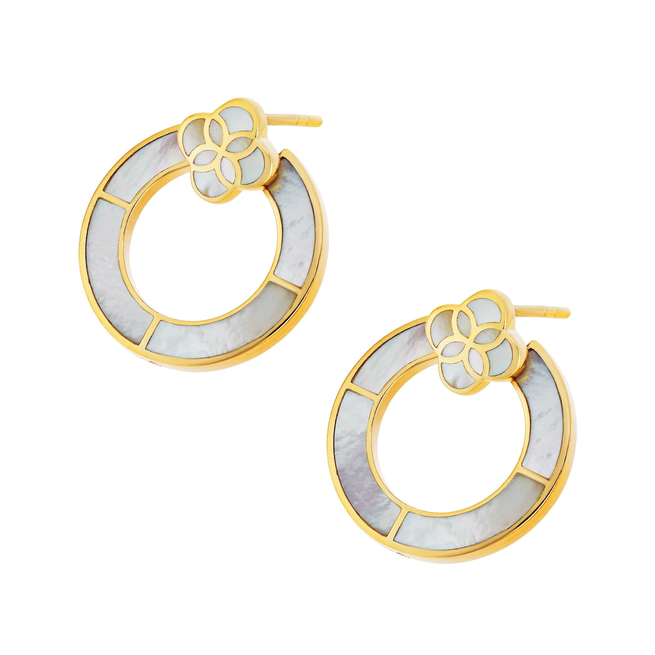 Petal Mother of Pearl Gold Vermeil Sterling Hoop Earrings