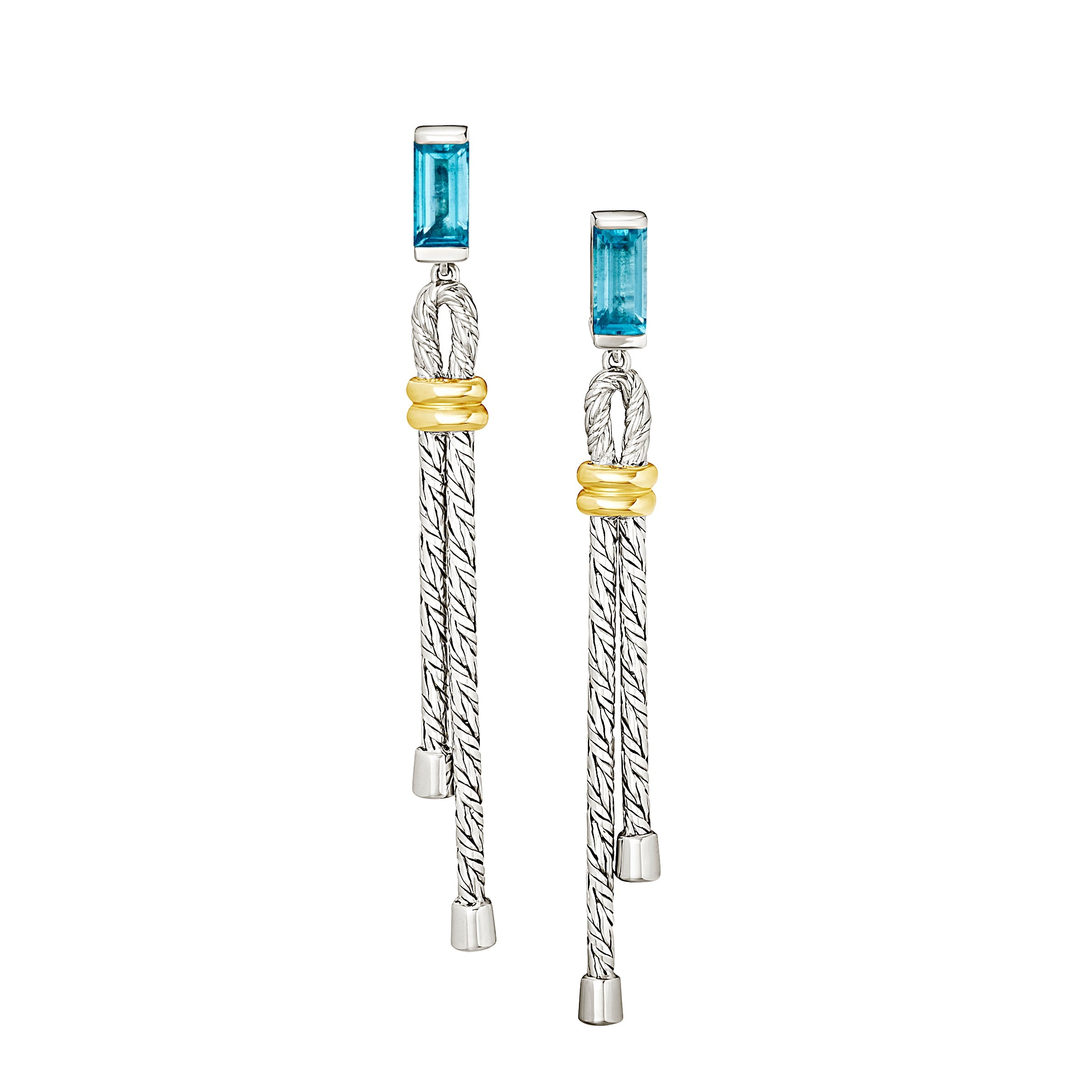 Blue Topaz Sterling with 18k Gold Drop Earrings.