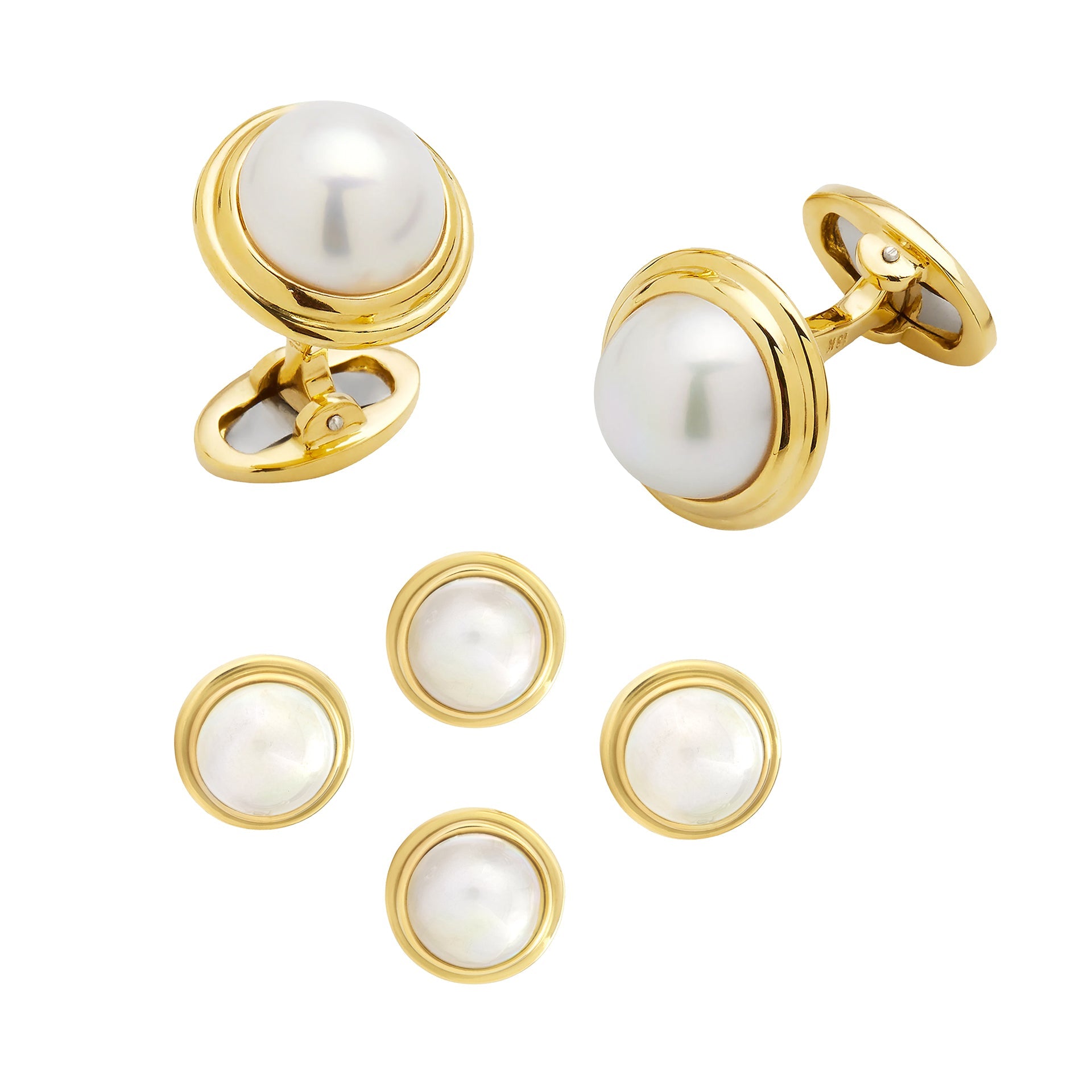 Pearl Cufflink & Studs 18K Gold