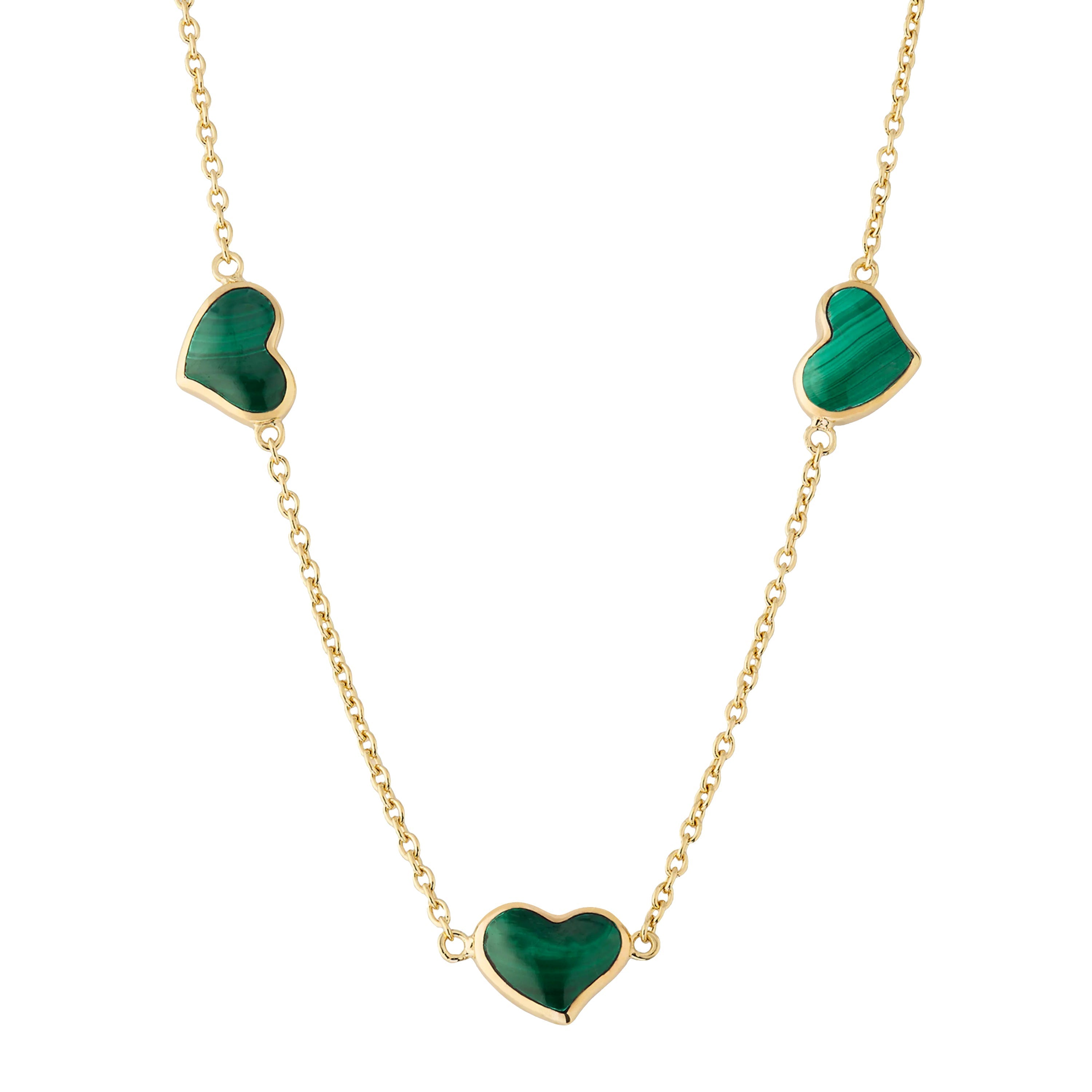 Triple Heart Gold Vermeil Sterling Necklace