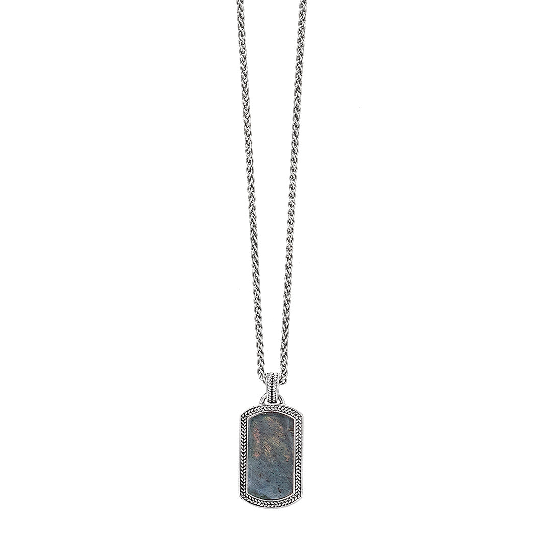 Labradorite Gemstone Plaque Sterling Silver Pendant Necklace I Jan Leslie Cufflinks and Accessories.