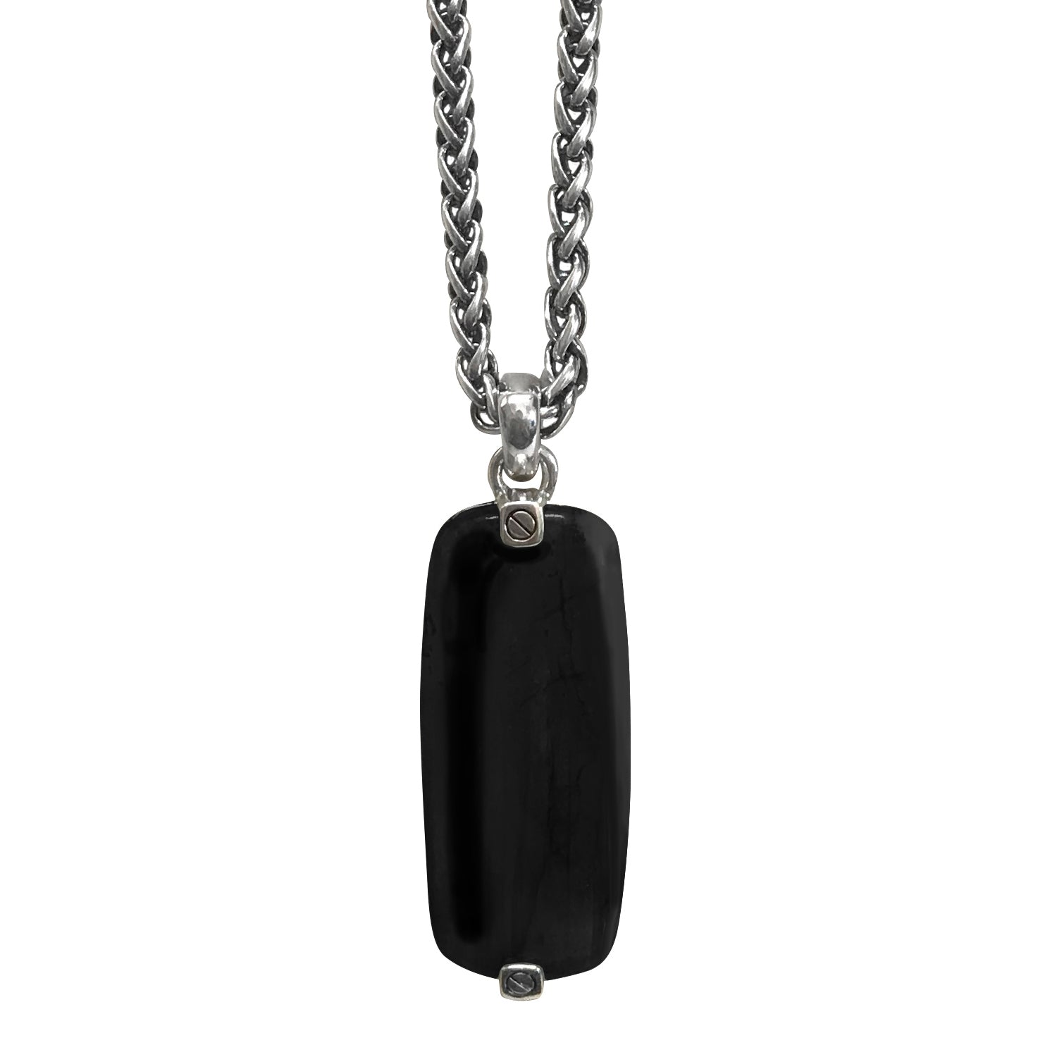Onyx Gemstone Tag Sterling Silver Pendant Necklace I Jan Leslie Cufflinks and Accessories.