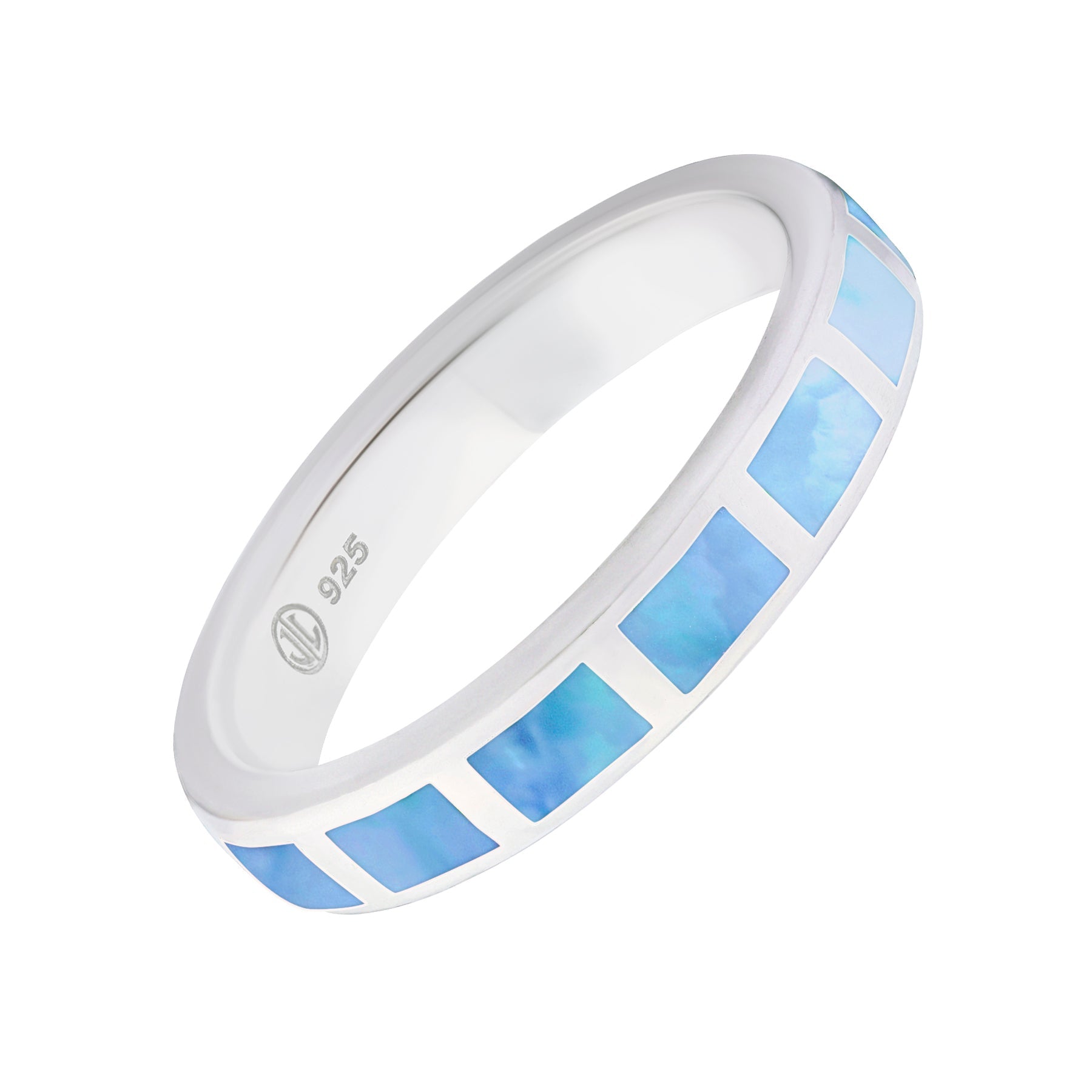 Sterling Silver Blue Mother-of-Pearl Tile Eternity Band Ring | Jan Leslie.