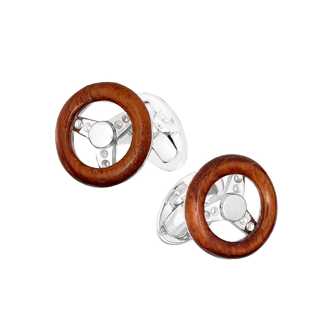 Sports Car Steering Wheel Sterling Silver Cufflinks I Jan Leslie Cufflinks and Accessories.