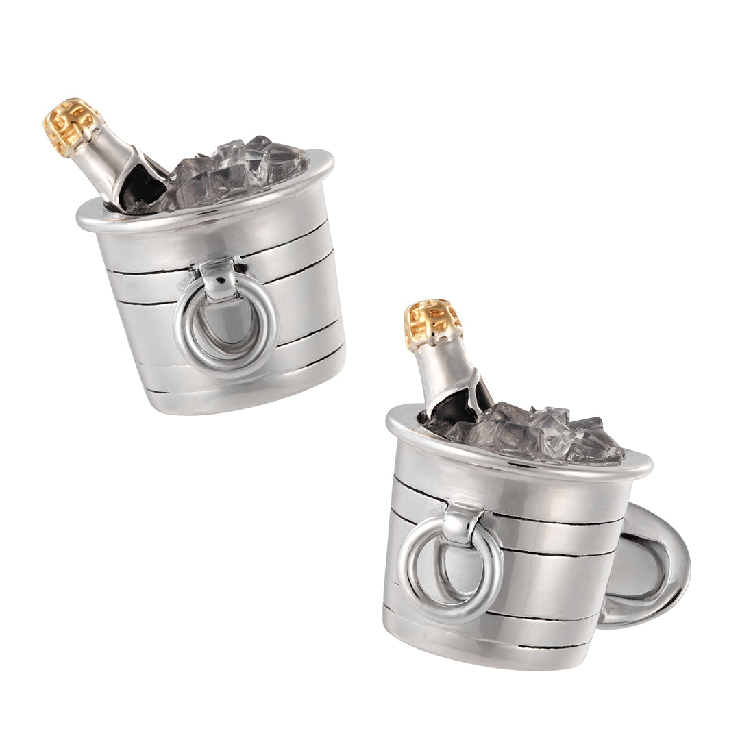 Champagne Bottle Sterling Silver Cufflinks I Jan Leslie Cufflinks and Accessories.