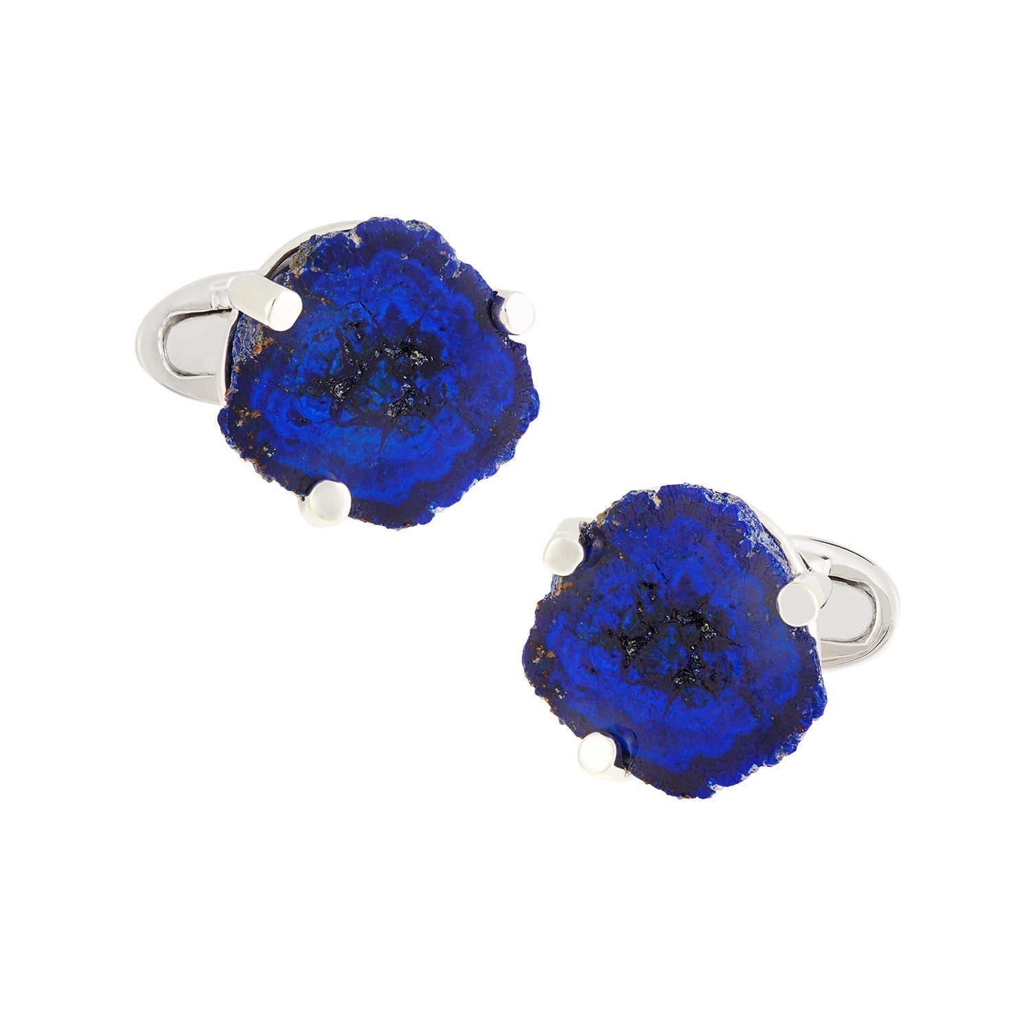 Freeform azurite druzy slice cufflink pair