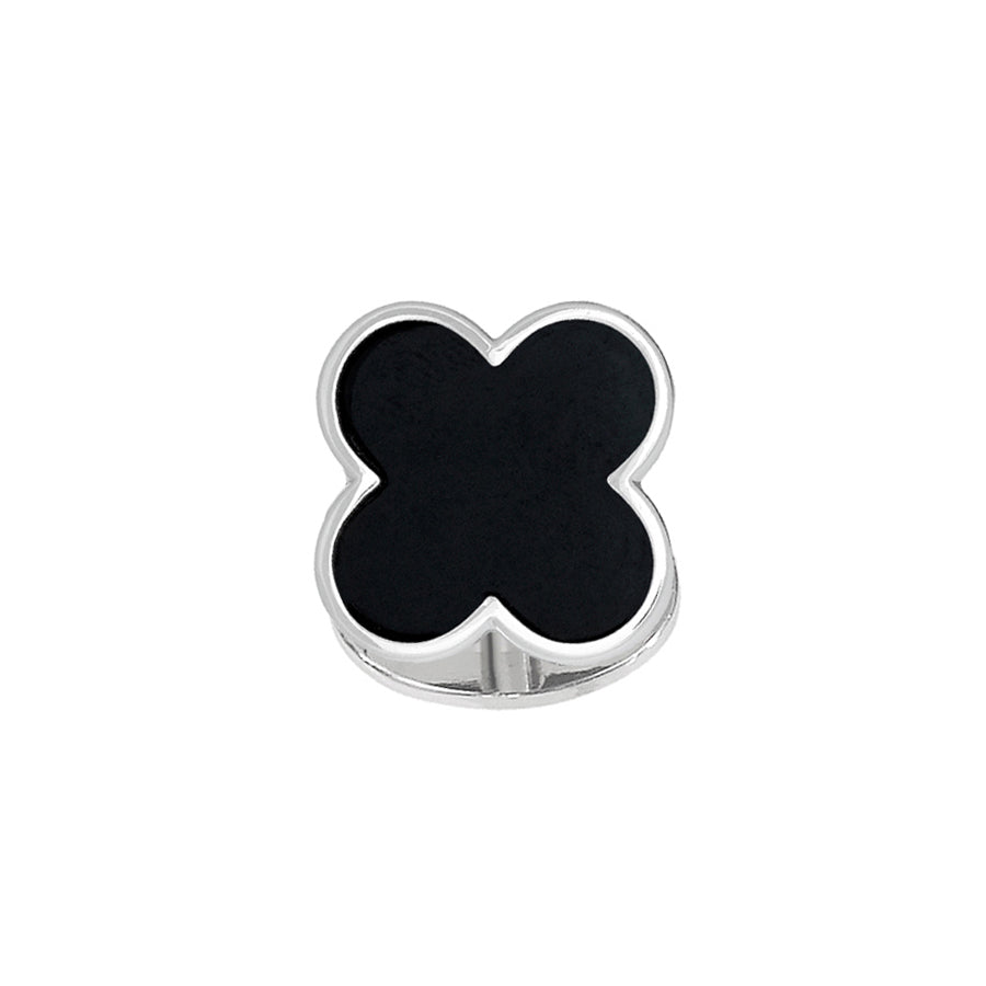 Black Onyx or White Mother of Pearl Clover SINGLE Tuxedo Stud