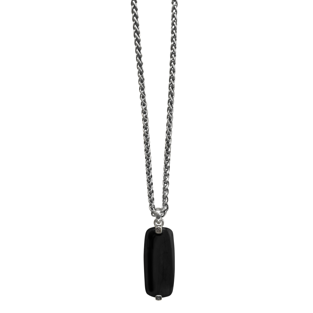Onyx Gemstone Tag Sterling Silver Pendant Necklace I Jan Leslie Cufflinks and Accessories.