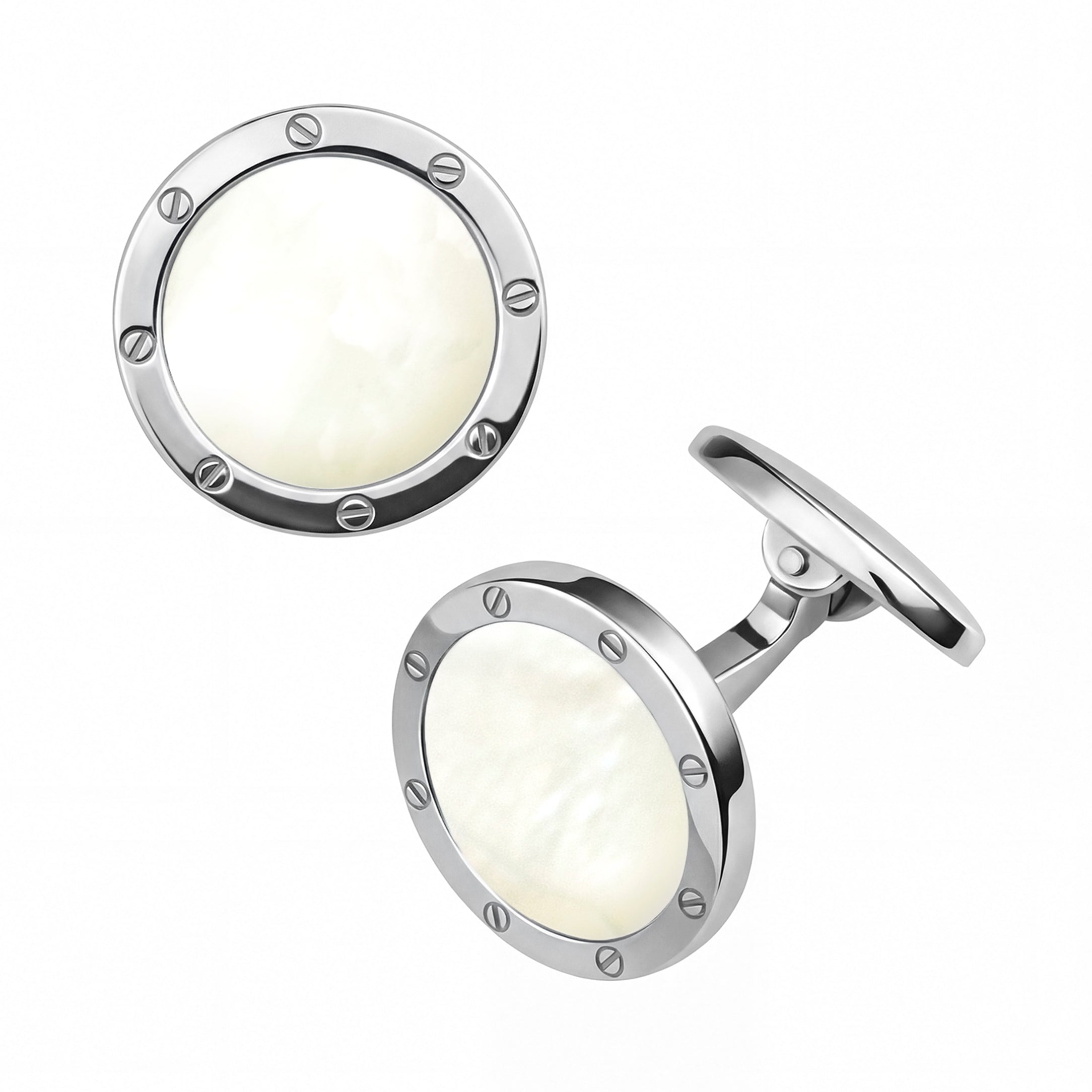 Rivet Etch Gemstone Sterling Cufflinks