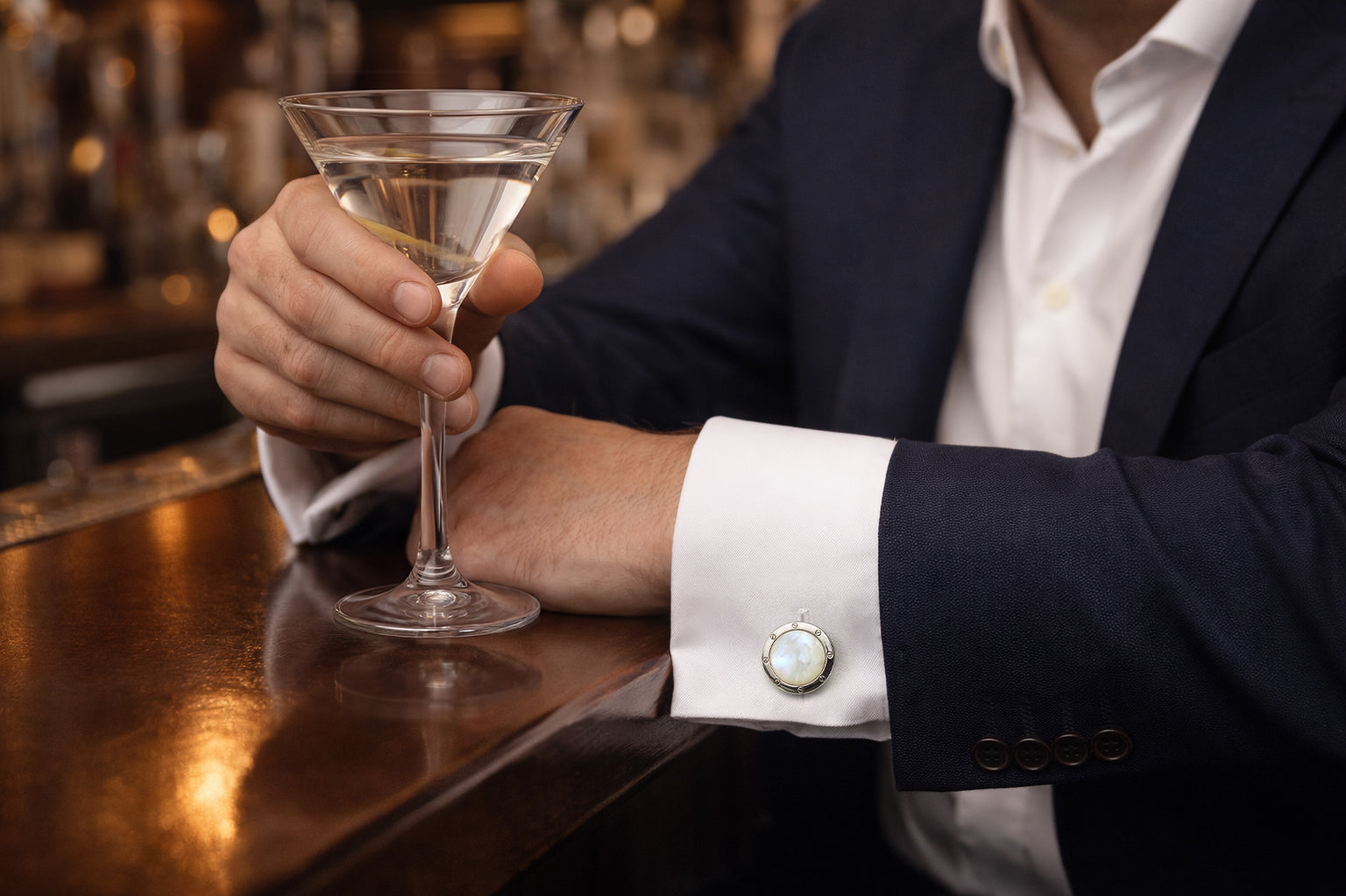 Rivet Etch Gemstone Sterling Cufflinks