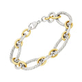 Marseille Sterling Silver with 18k Gold Double Oval Link Bracelet