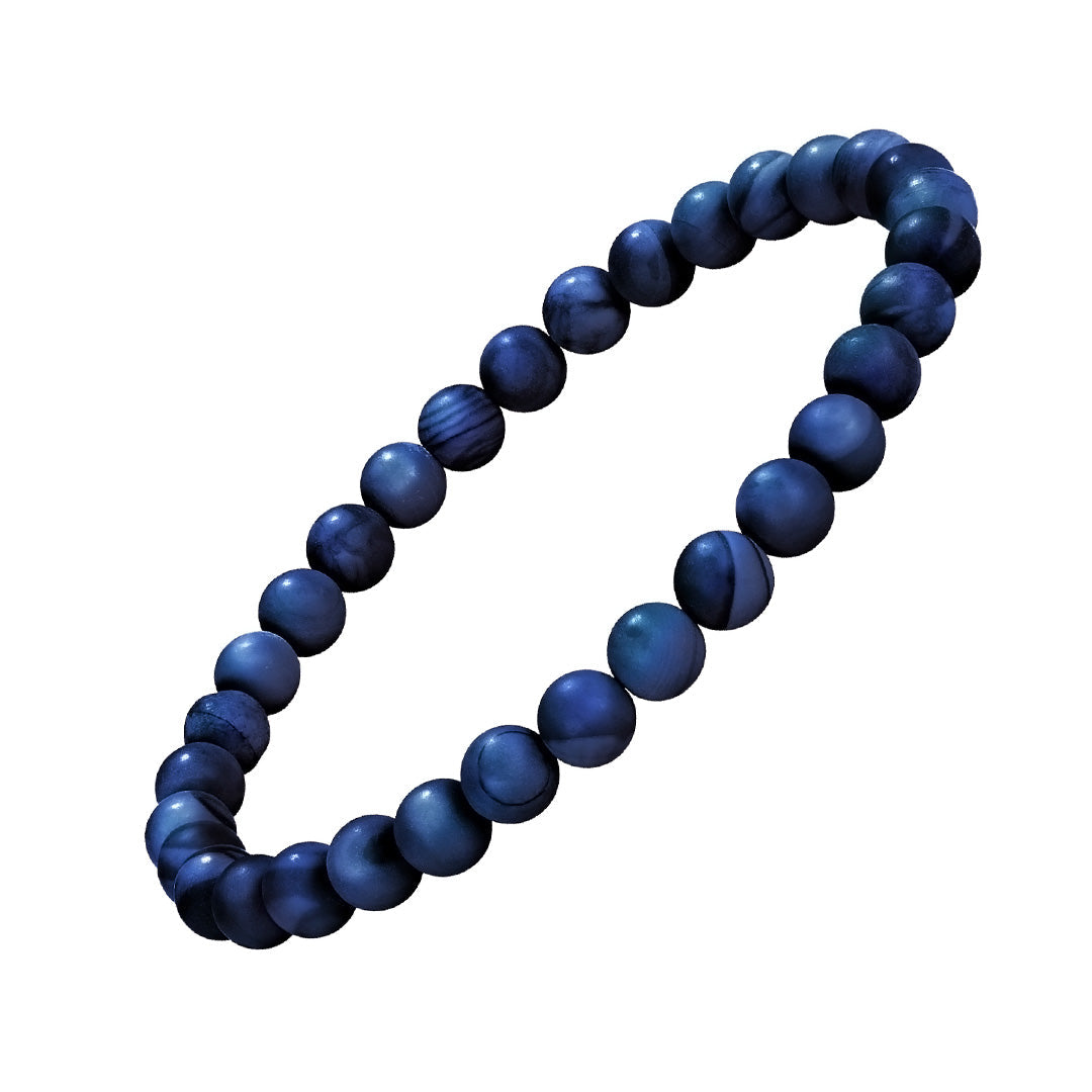 6mm Semiprecious Gemstone Beaded Elastic Bracelet in Blue Tigers Eye I Jan Leslie 