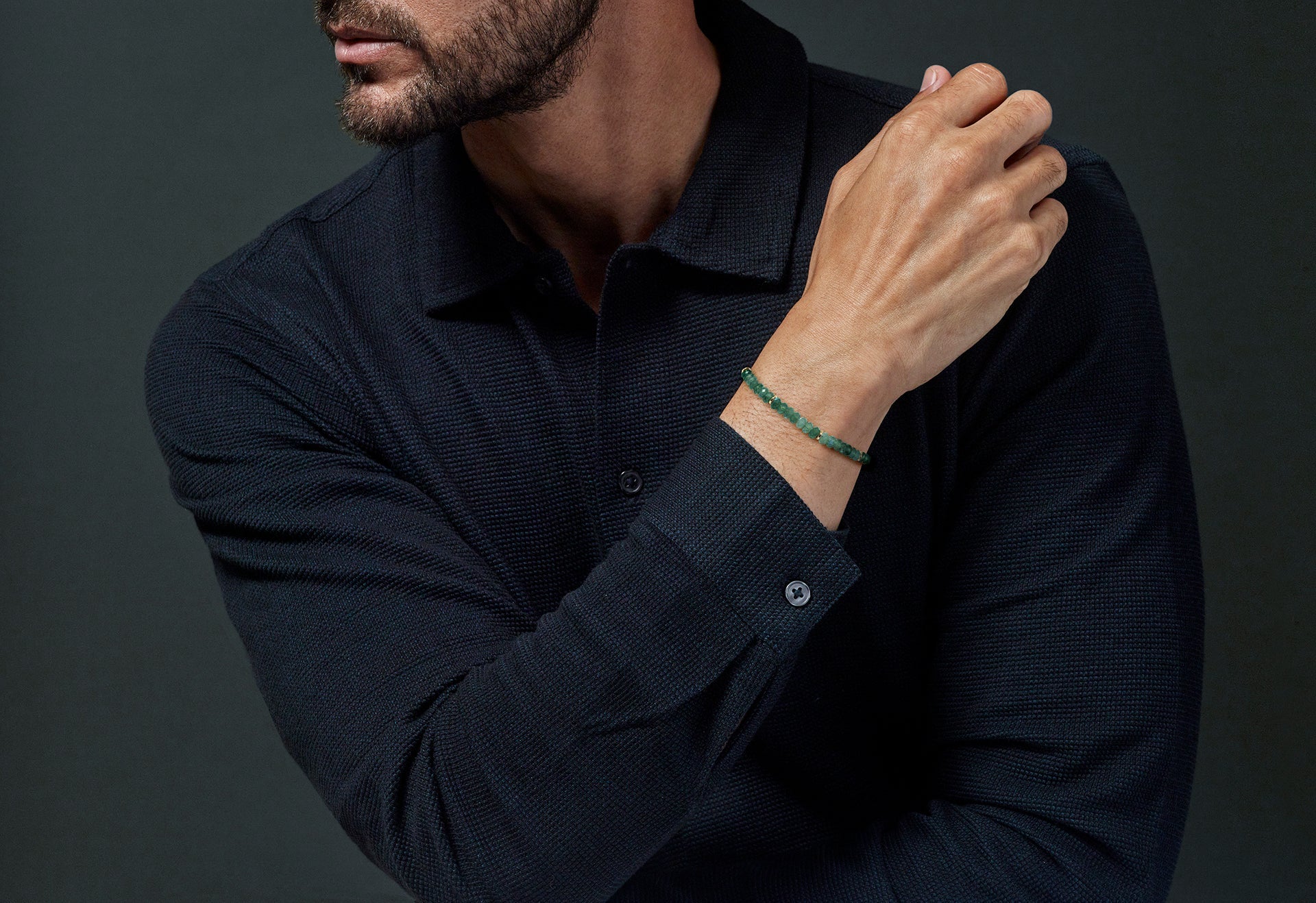 18K Gold Emerald Bead Bracelet