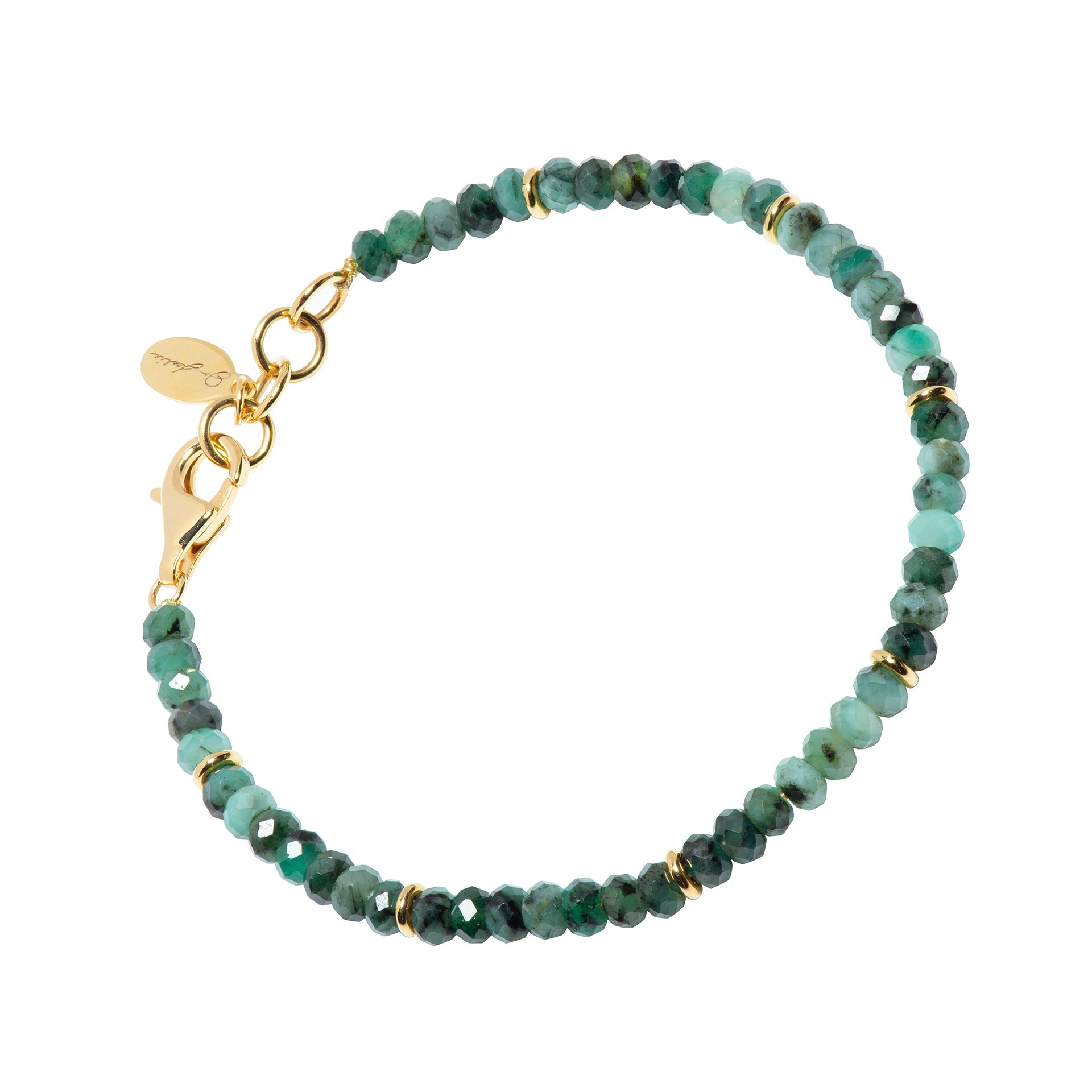 18K Gold Emerald Bead Bracelet