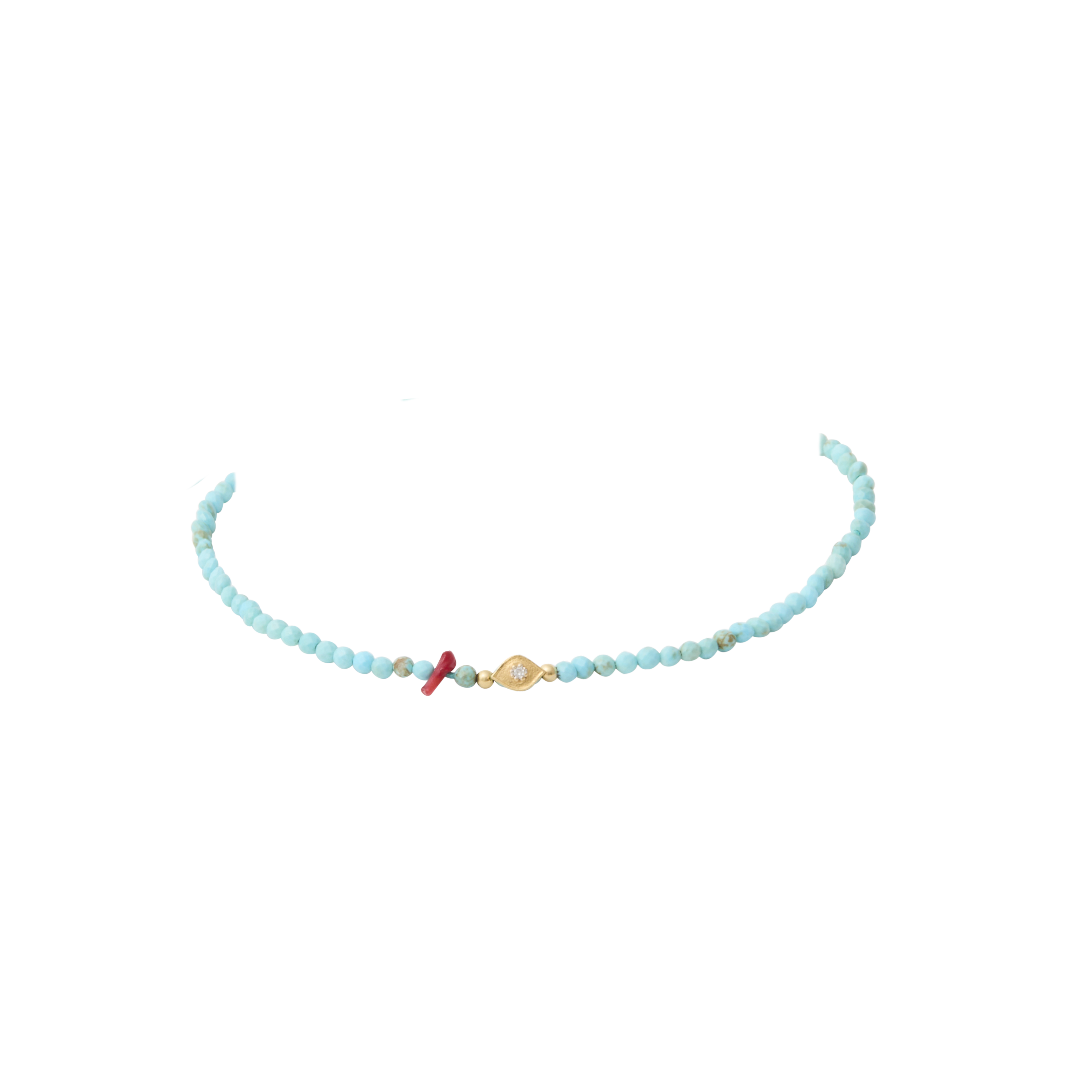 18K Evil Eye Turquoise Beaded Pull-Cord Bracelet