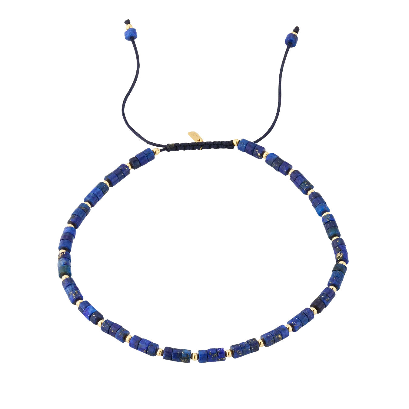18K Gold Lapis Discs Pull Bracelet