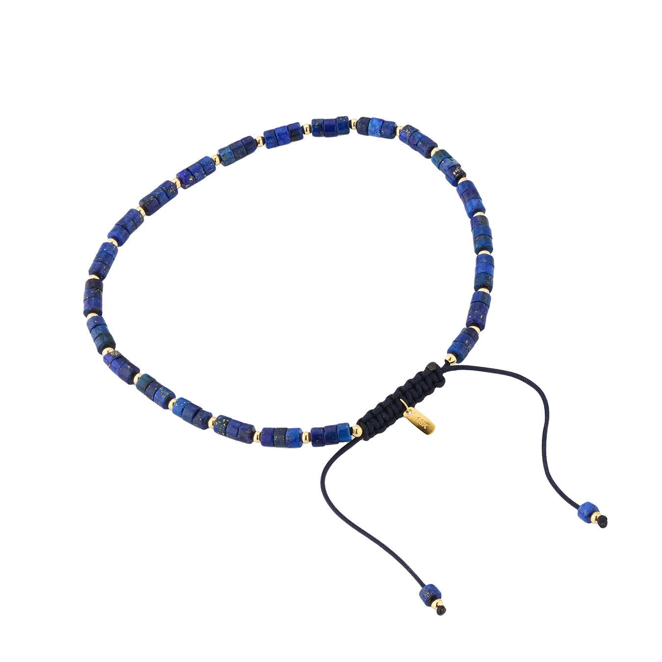 18K Gold Lapis Discs Pull Bracelet