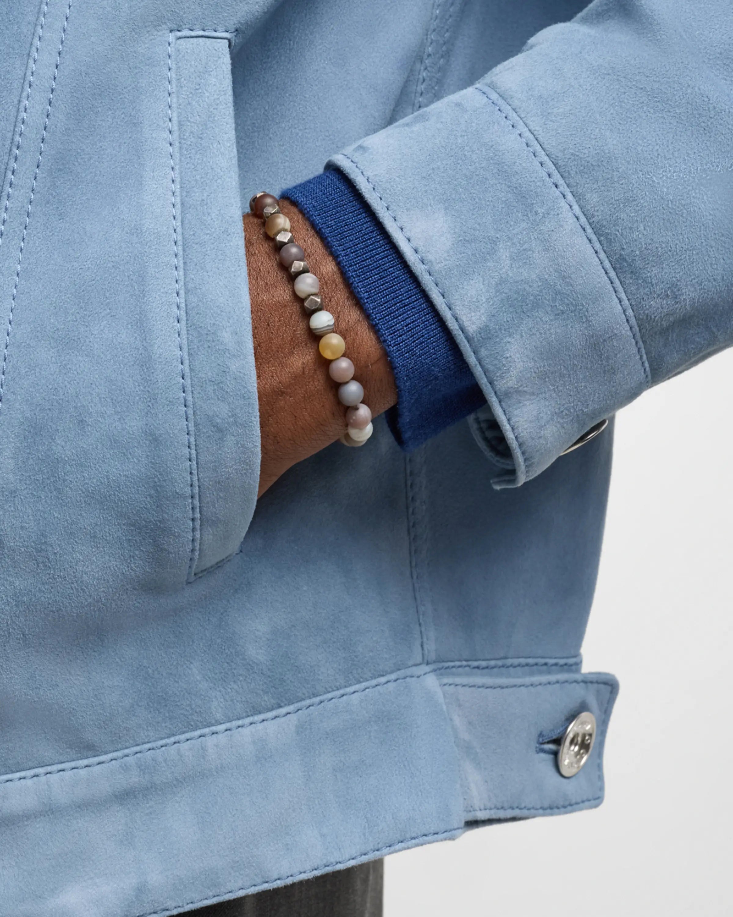 Men's matte banded agate stretch bracelet Jan Leslie