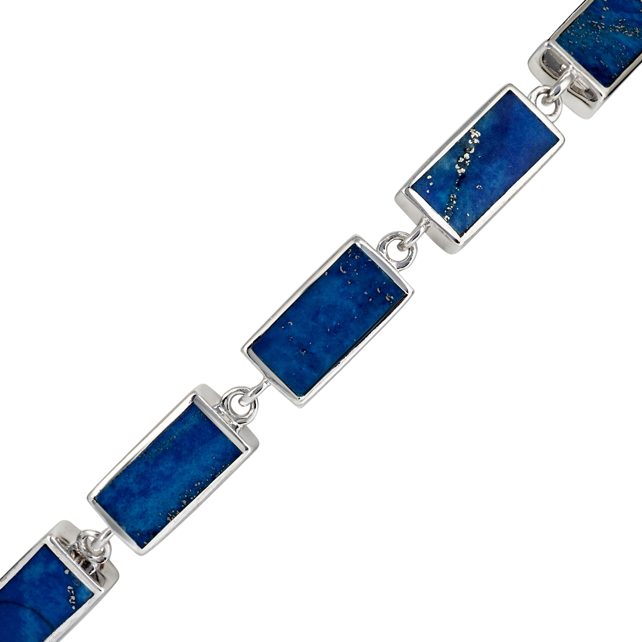 Sterling silver lapis lazuli rectangular station tennis bracelet
