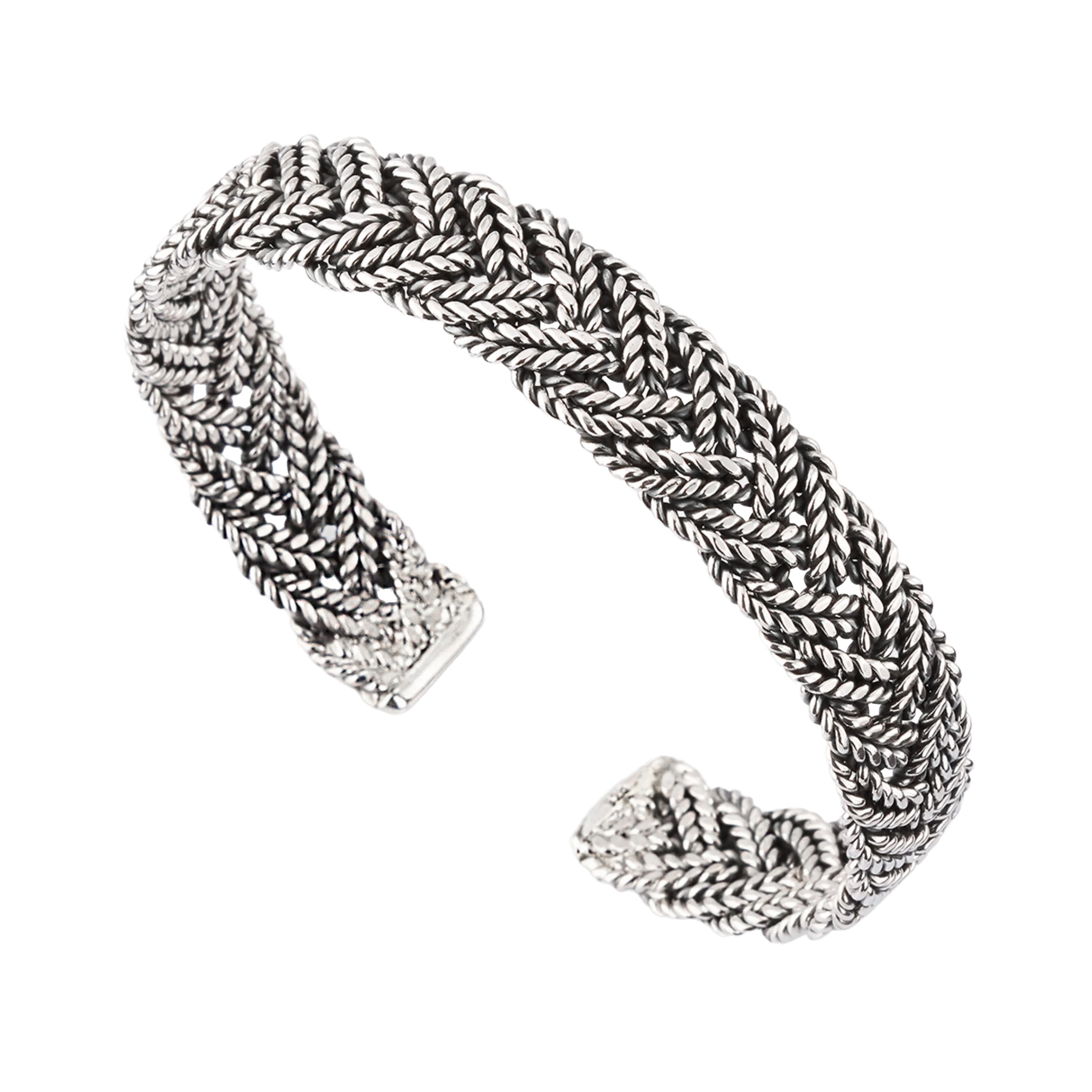 Wide Braided Sterling Cuff