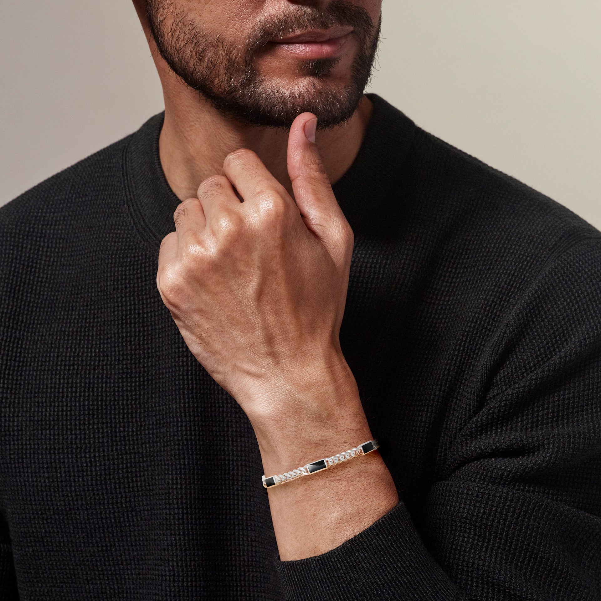 Dash-5 Curb Sterling Bracelet