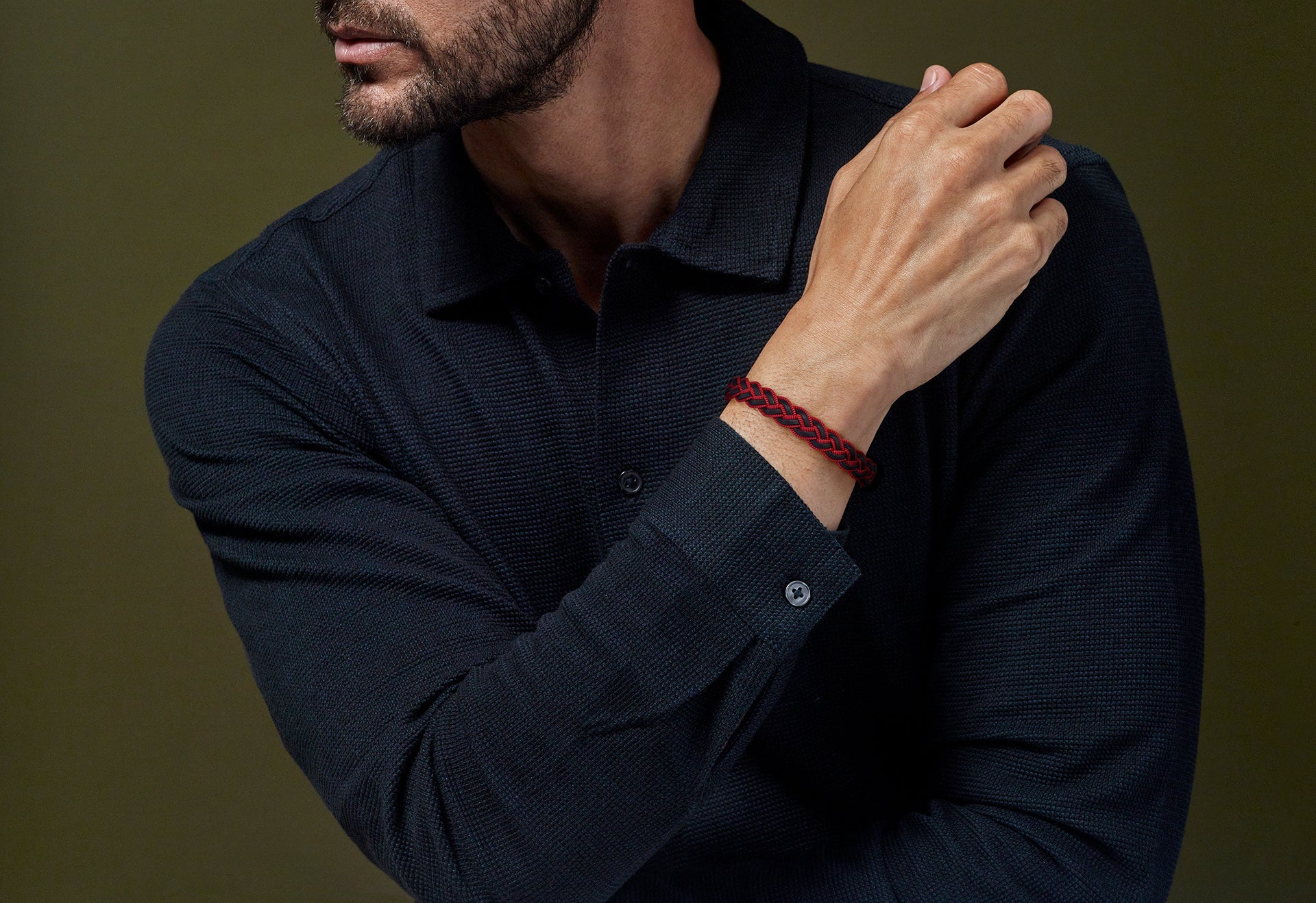 Braided Leather and Nylon Bracelet