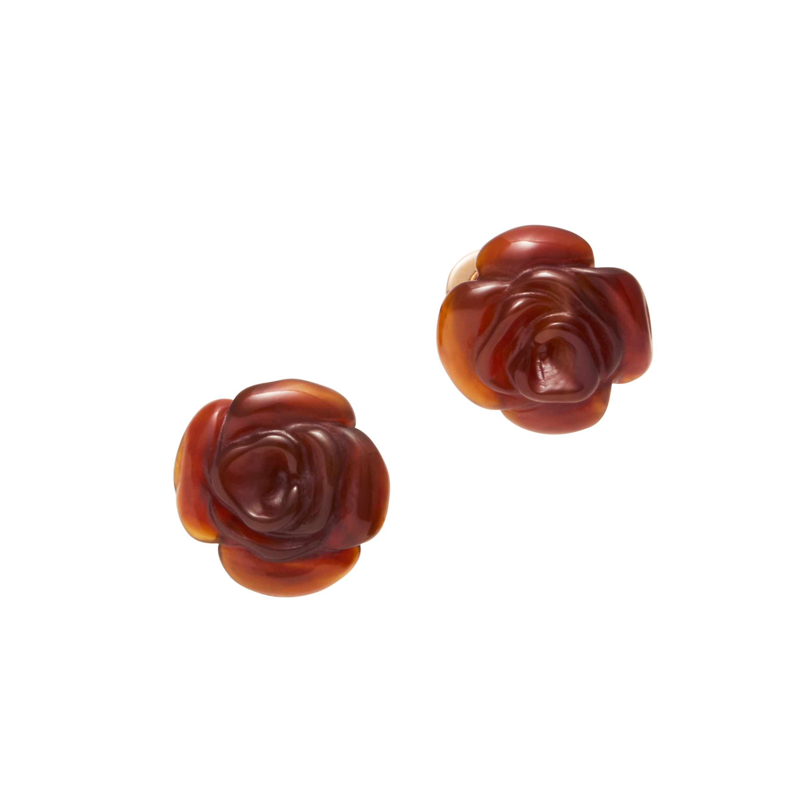 Hand-carved carnelian rose cufflinks in gold vermeil 