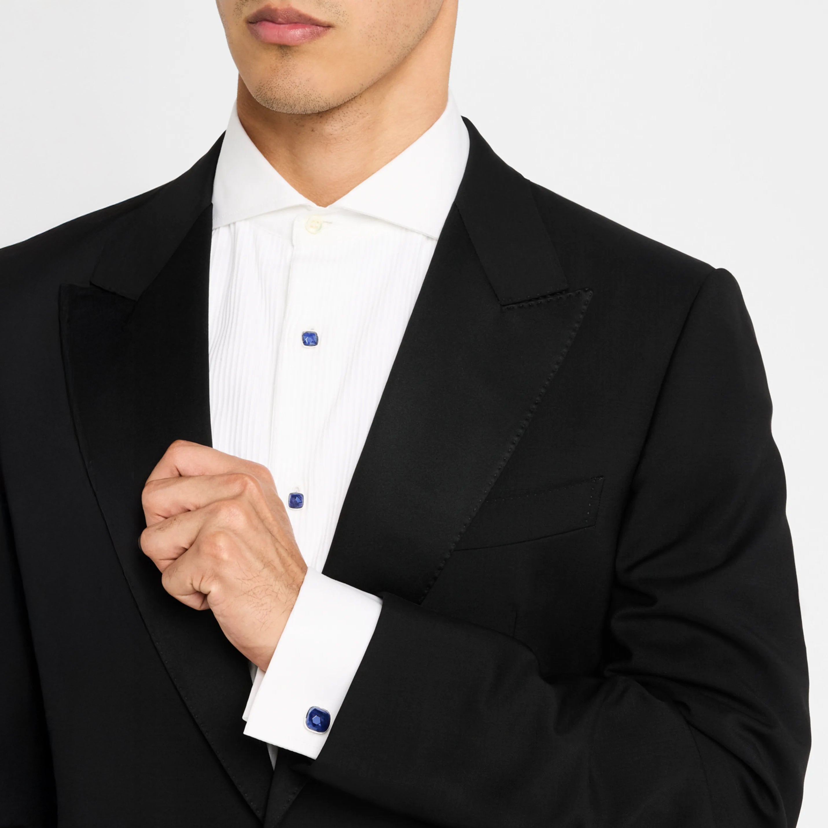Sapphire Square Sterling Cufflink Stud Set