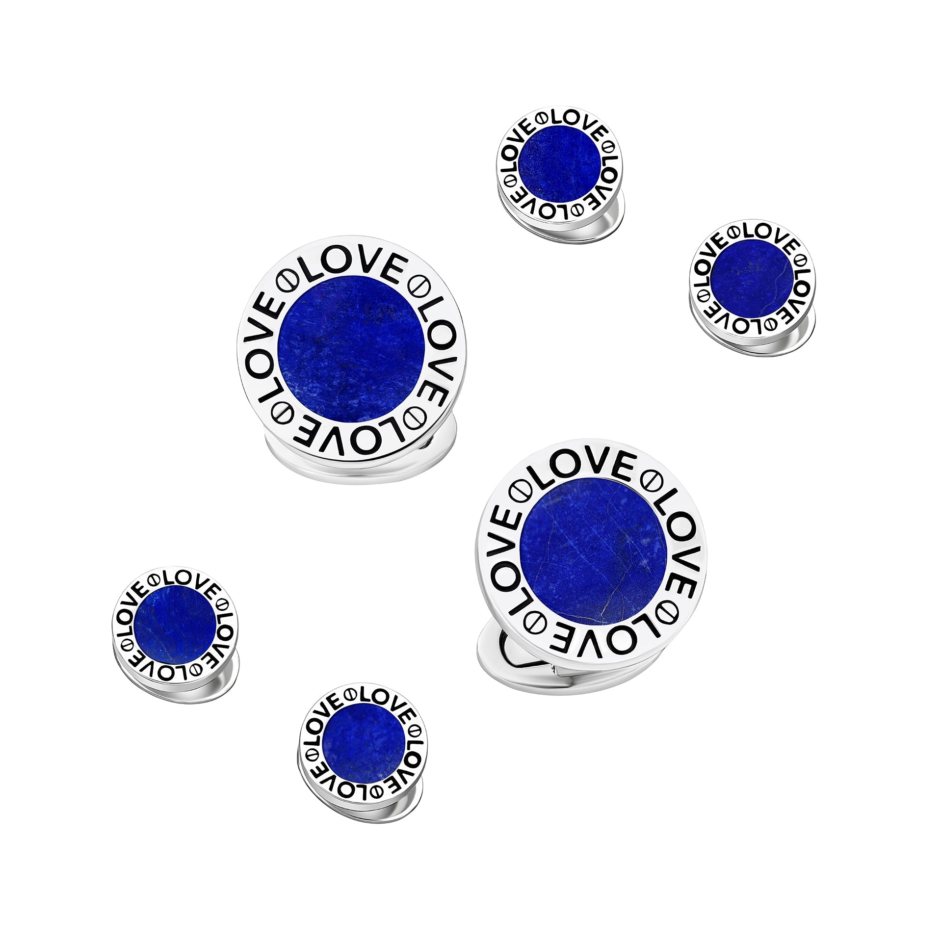 Lapis Lazuli sterling silver cufflink & stud set.
