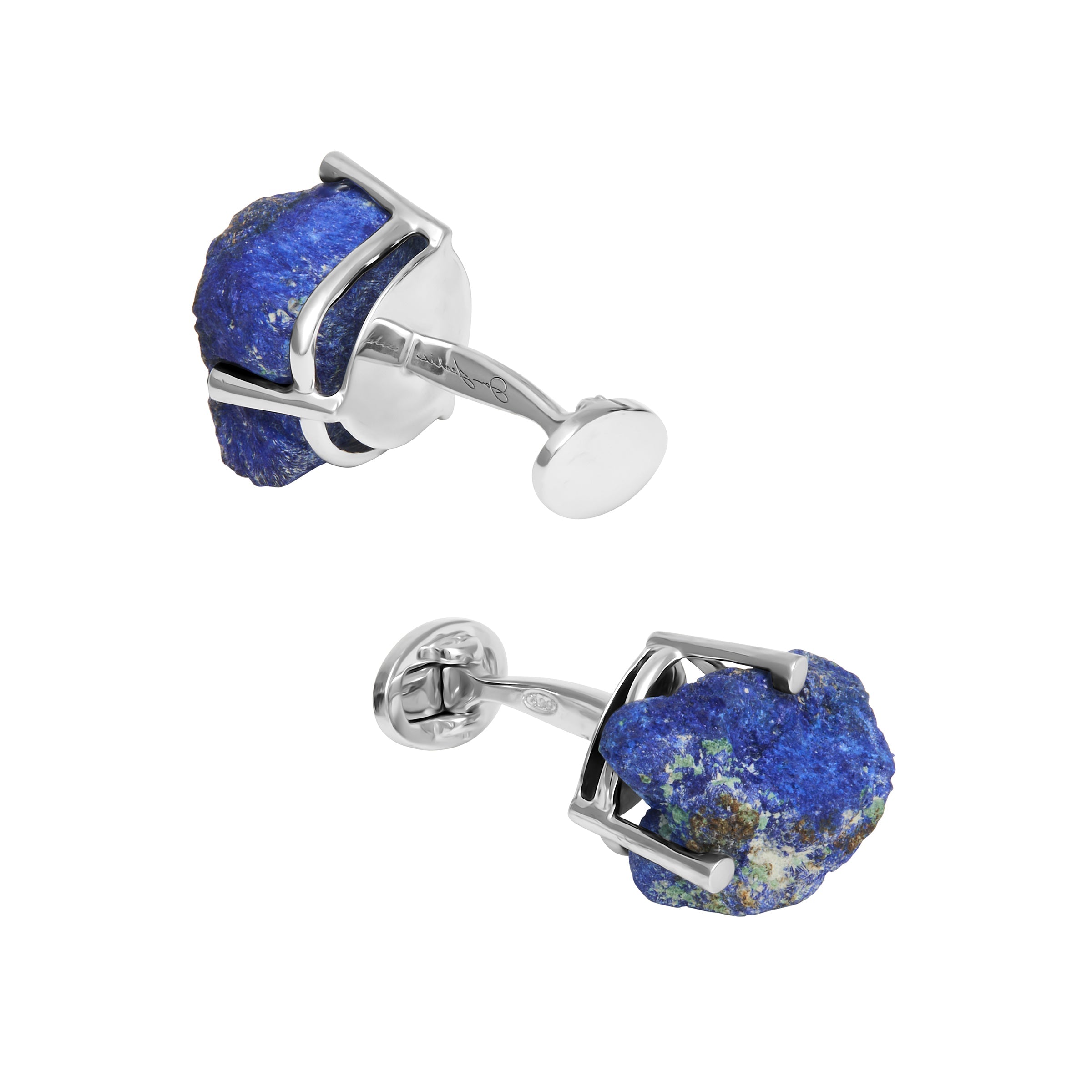 Raw Azurite Gemstones Sterling Cufflinks