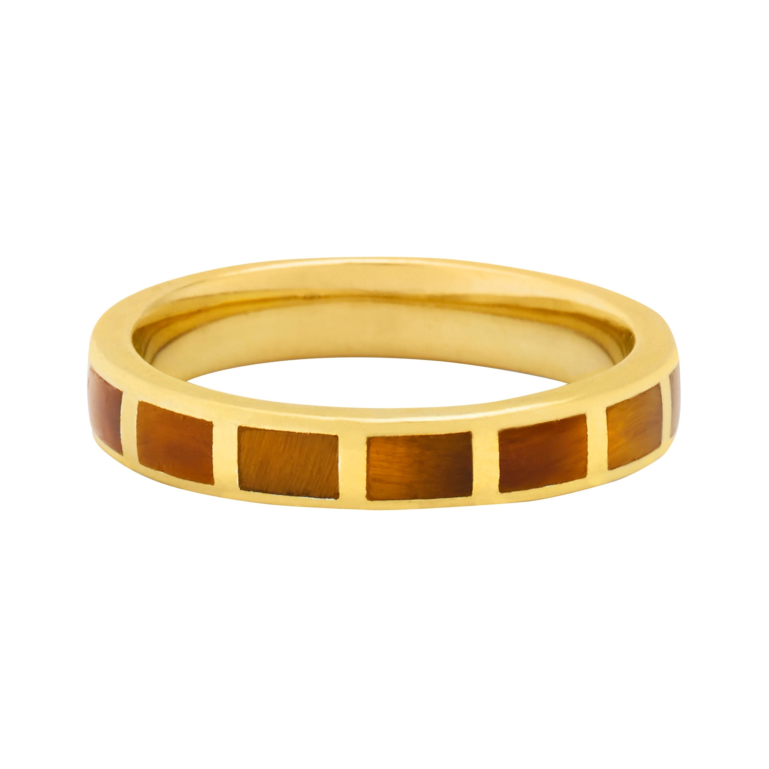 Tiger's eye segment band ring in 18k gold vermeil 