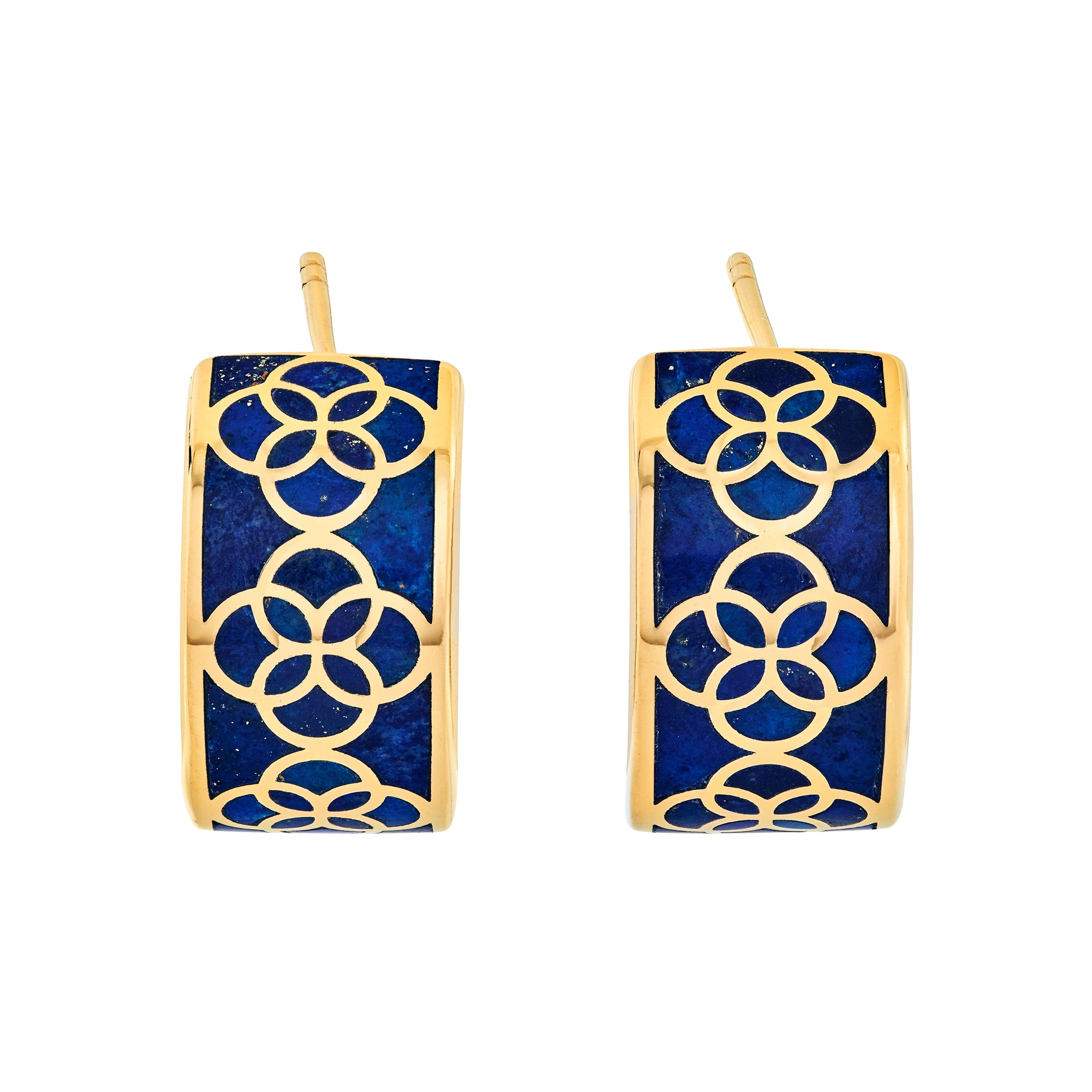  gold vermeil sterling silver wide-band white mother of pearl floral lattice huggie hoop earring Jan Leslie