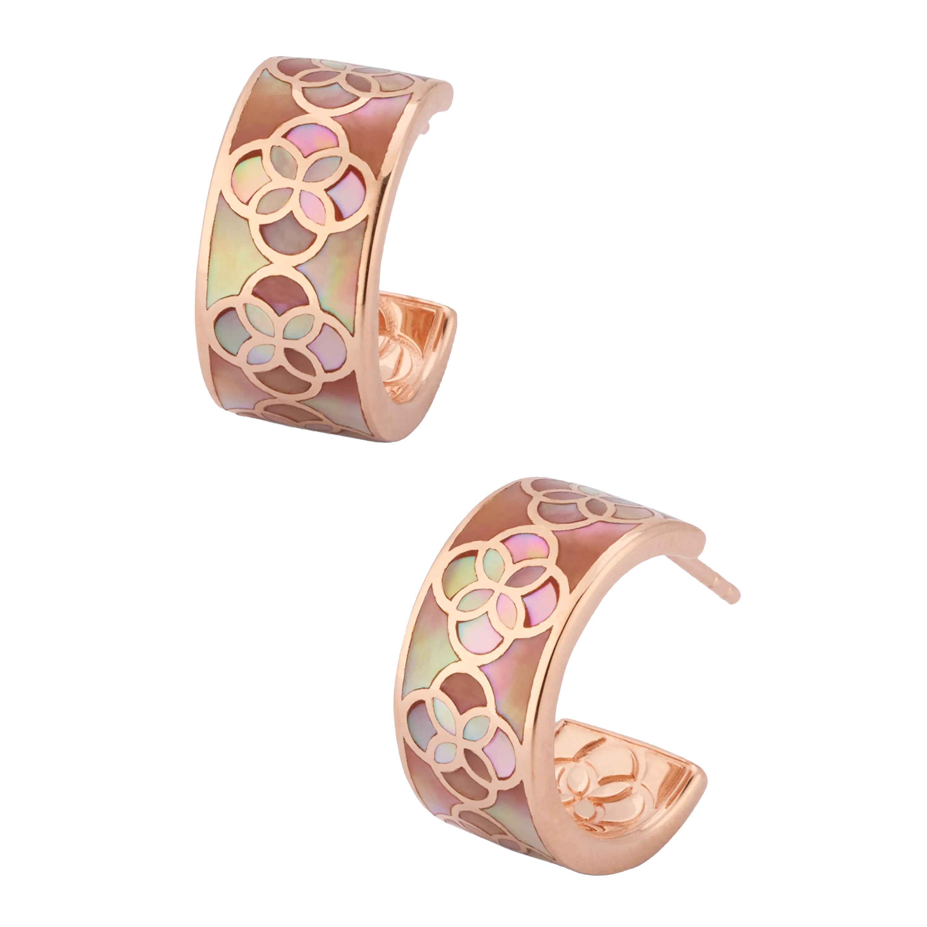 Petal Taupe Mother of Pearl Sterling Huggie Earrings