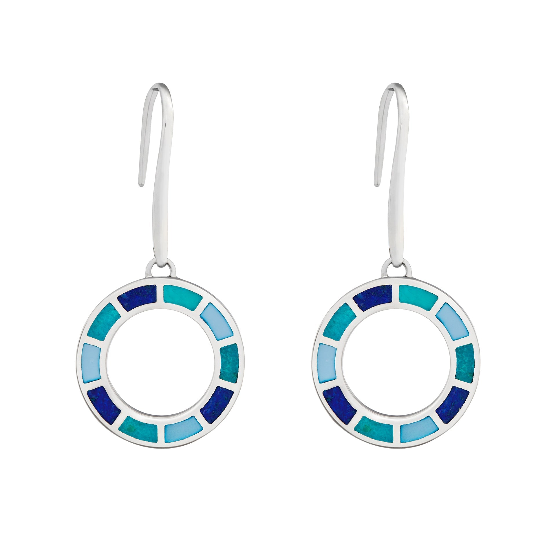 Dash Circle Gemstone Sterling Drop Earrings