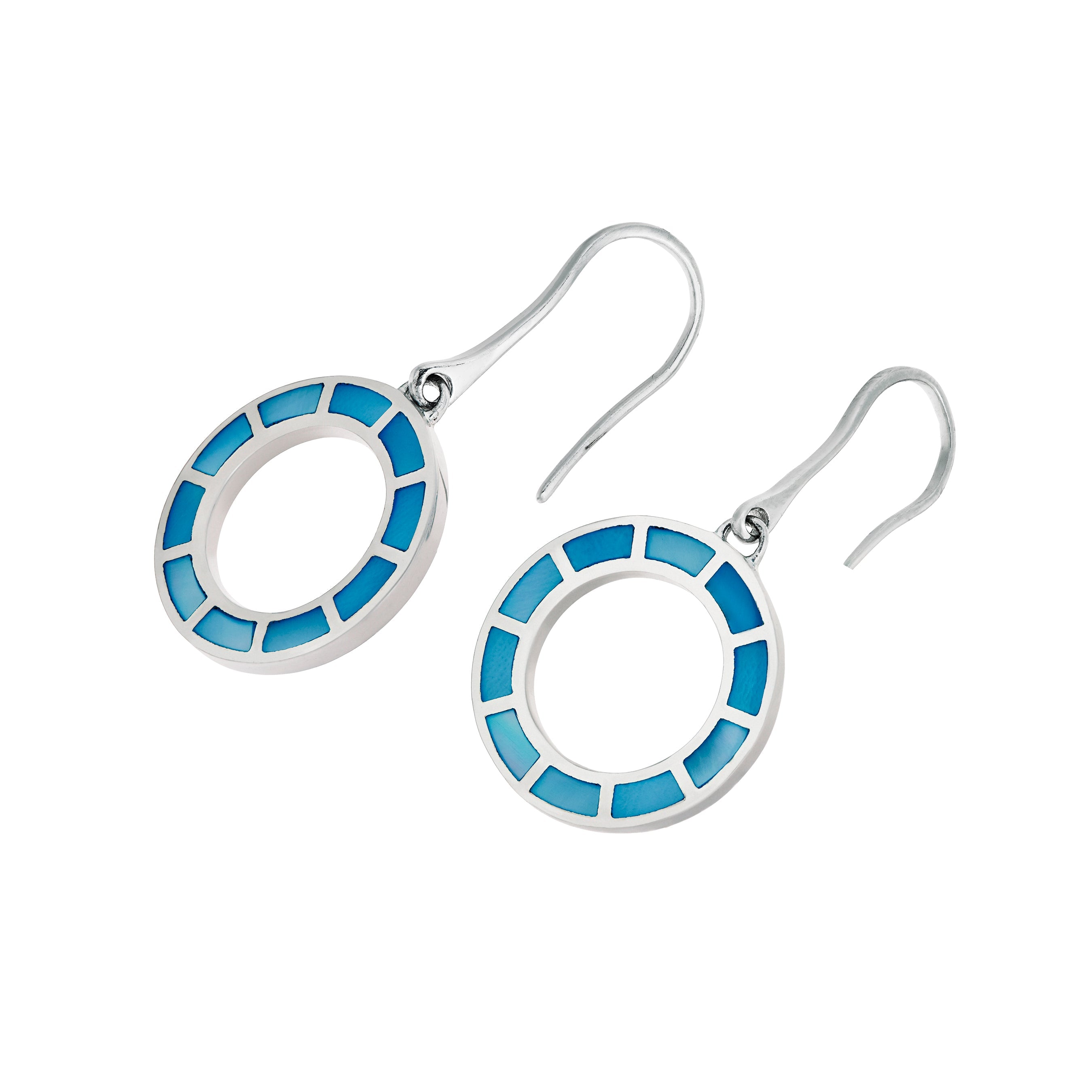 Dash Circle Gemstone Sterling Drop Earrings
