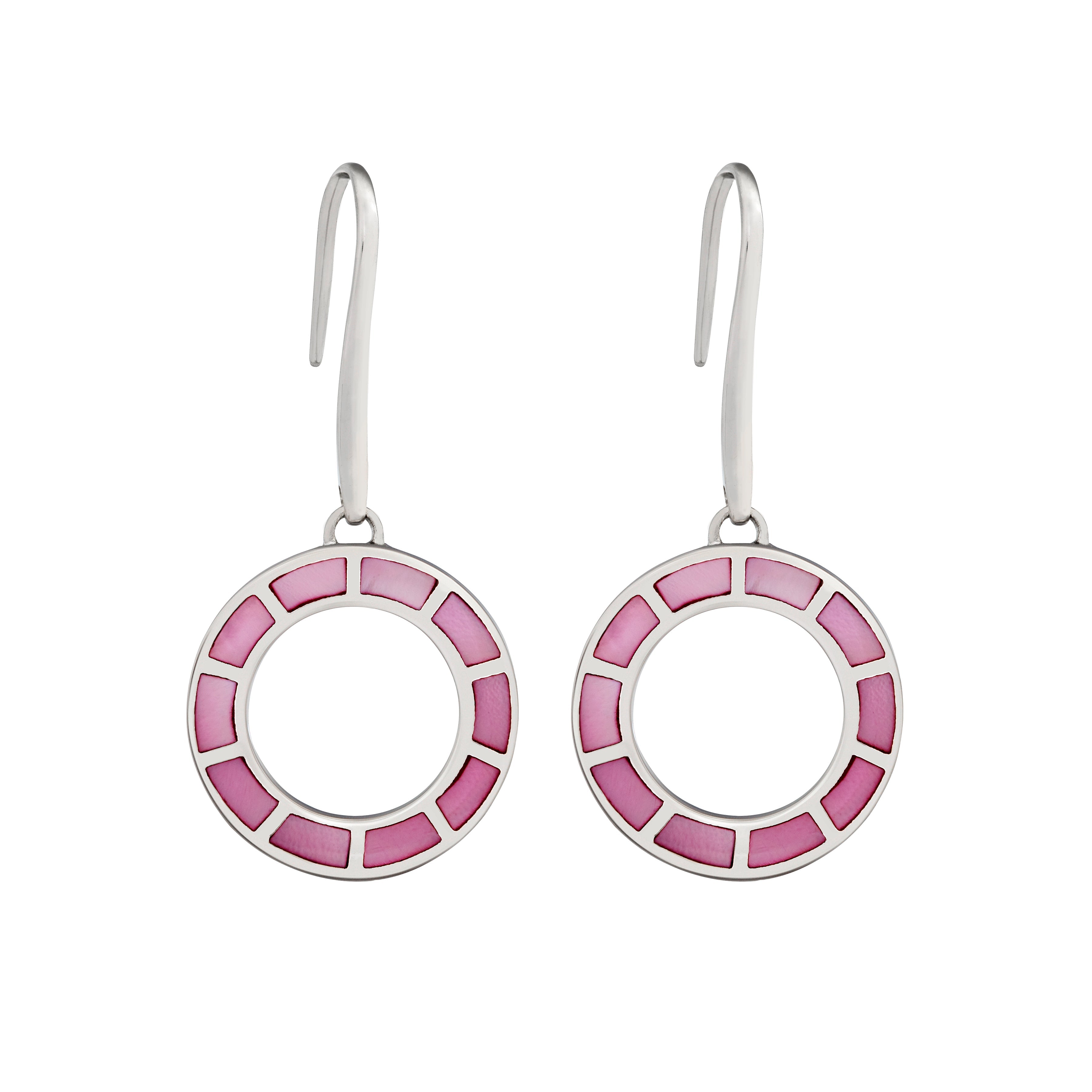 Dash Circle Gemstone Sterling Drop Earrings