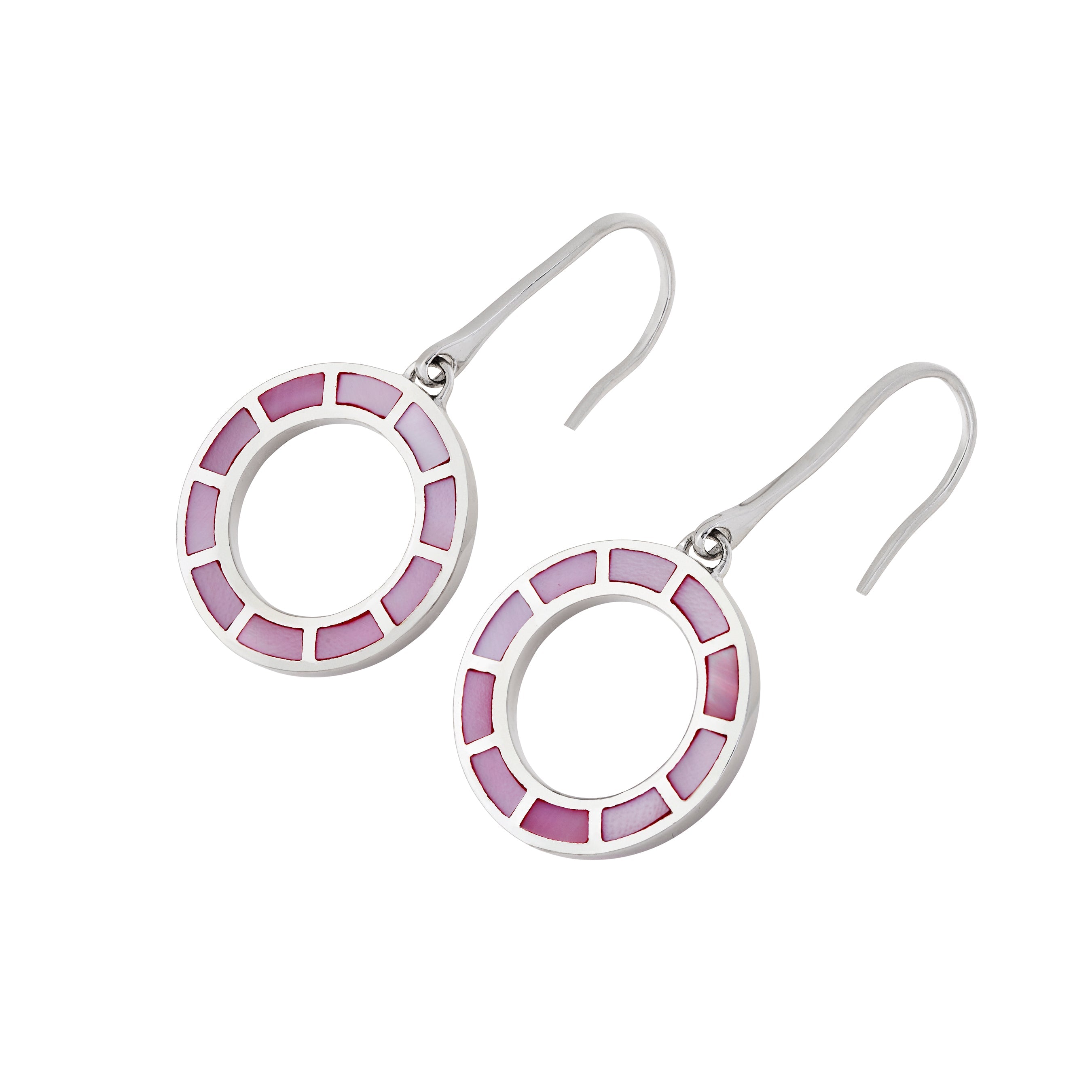 Dash Circle Gemstone Sterling Drop Earrings