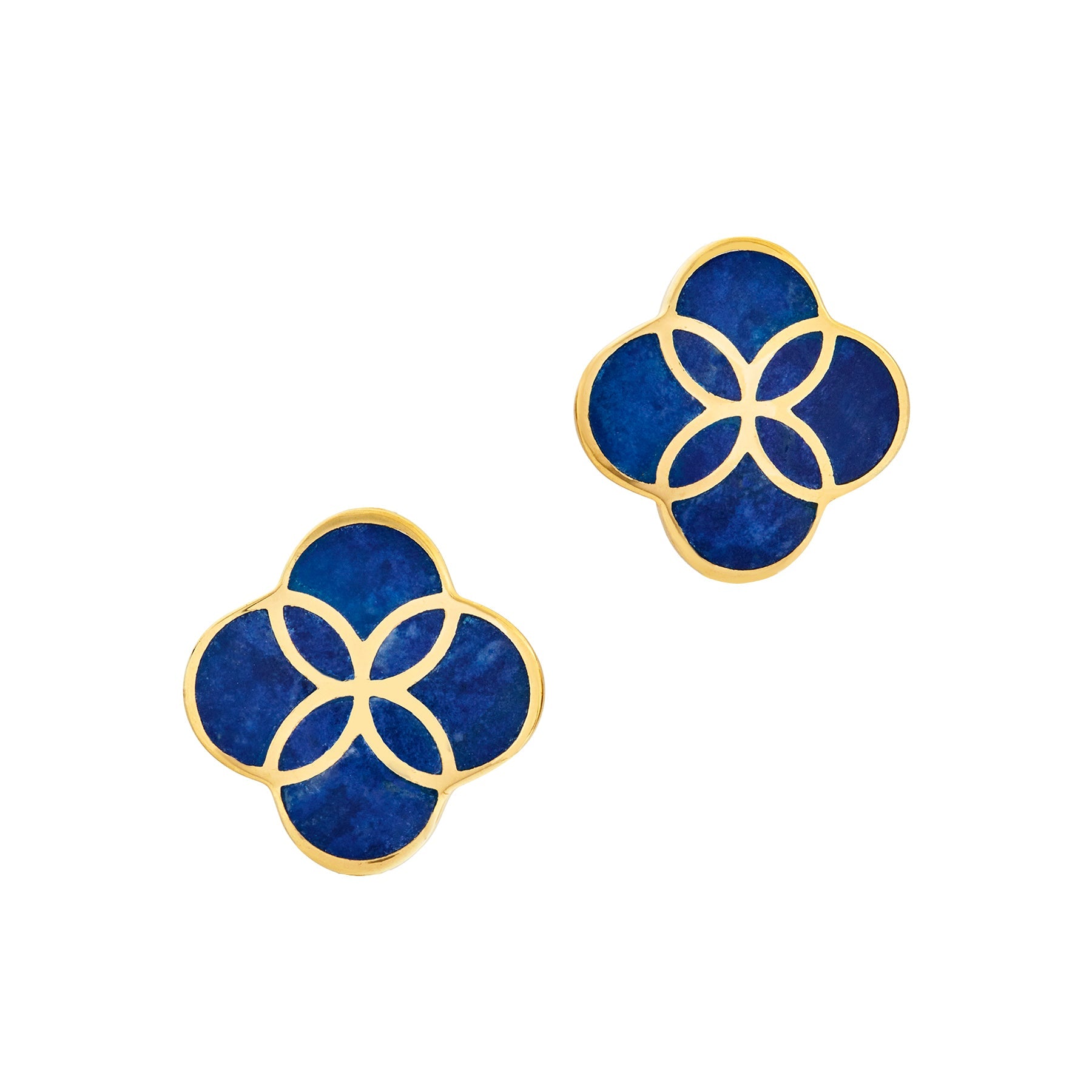 18K Gold Vermeil Lapis Lazuli Petal Seed of Life Stud Earrings | Jan Leslie