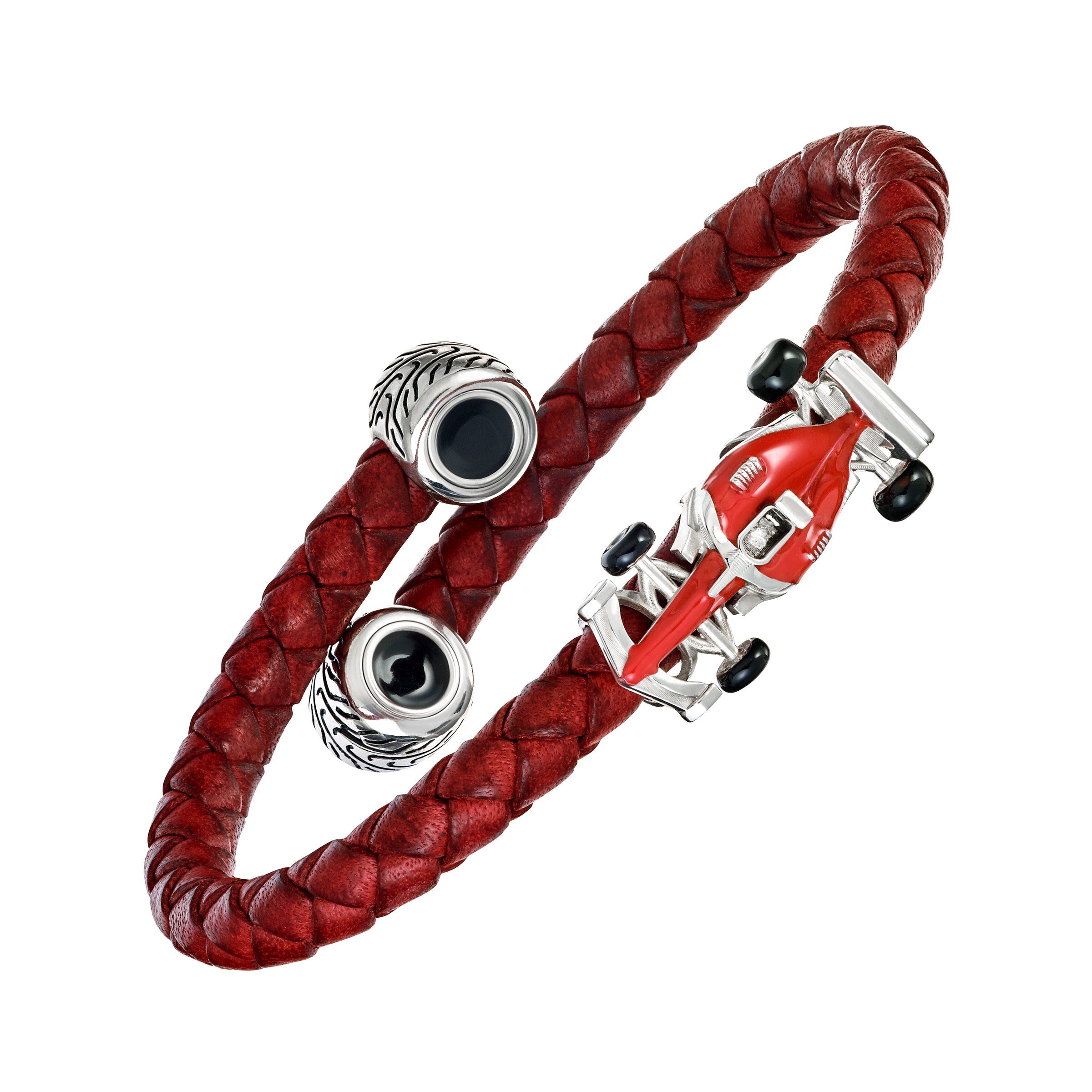 Race Car Leather Bracelet Spring Fit