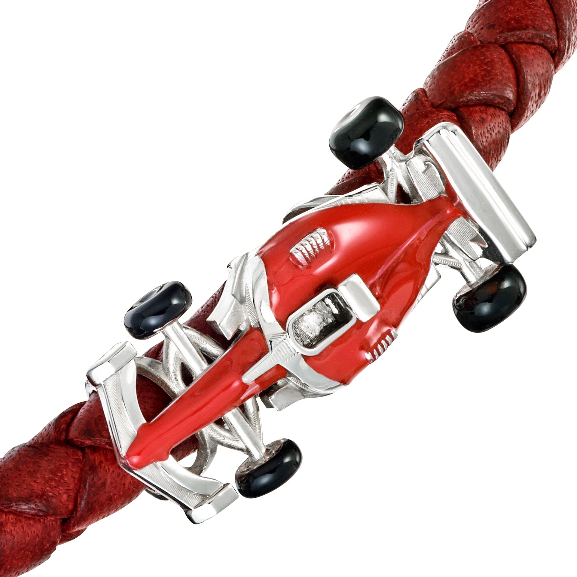 Race Car Leather Bracelet Spring Fit