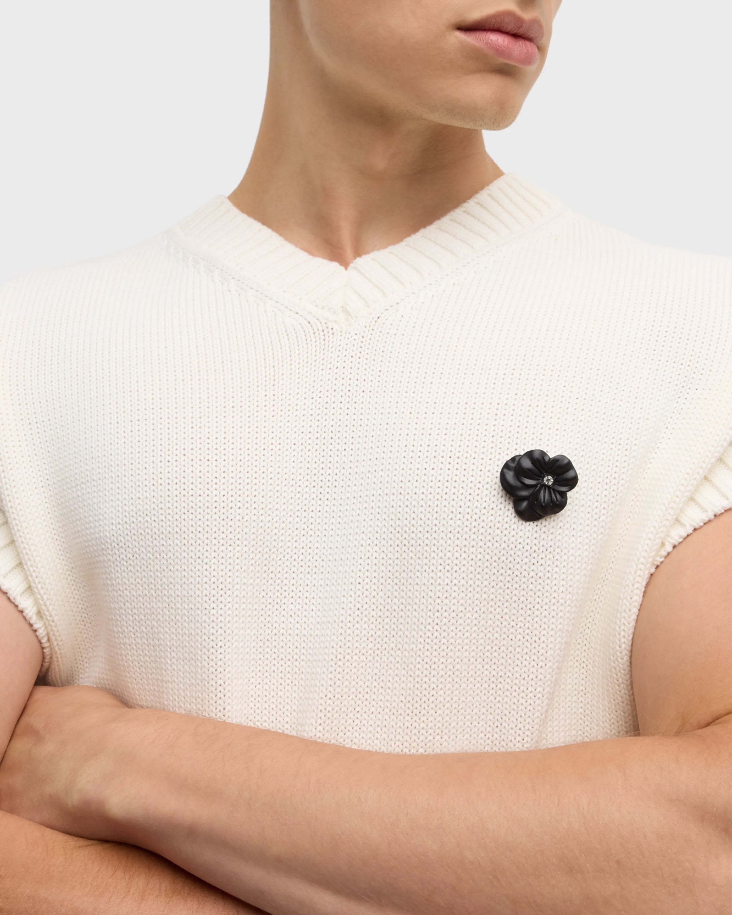 Black Flower Lapel Pin