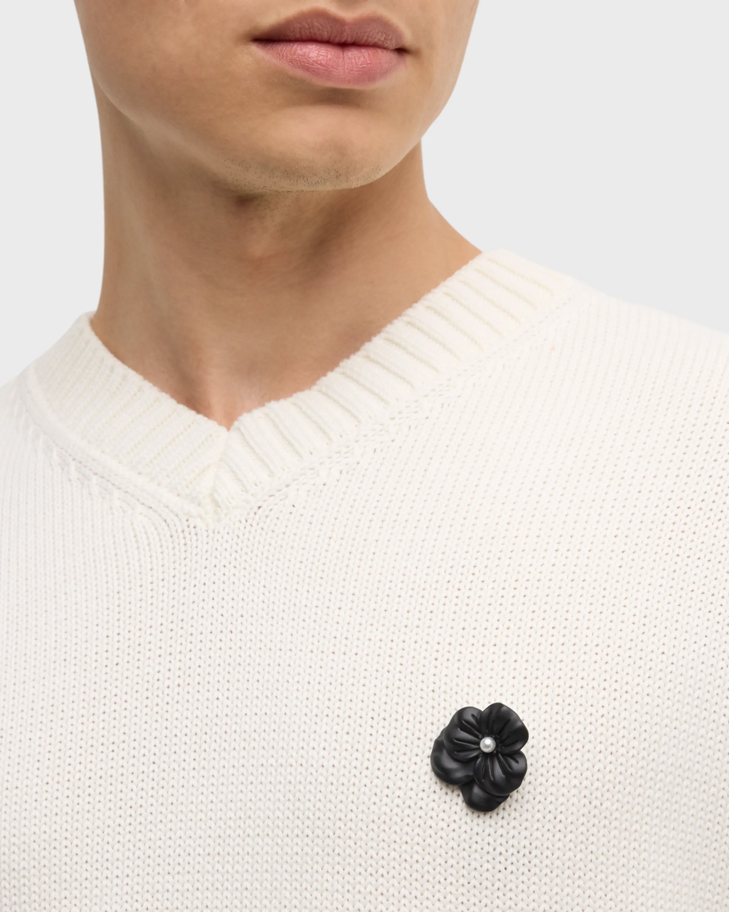 Black Flower Lapel Pin