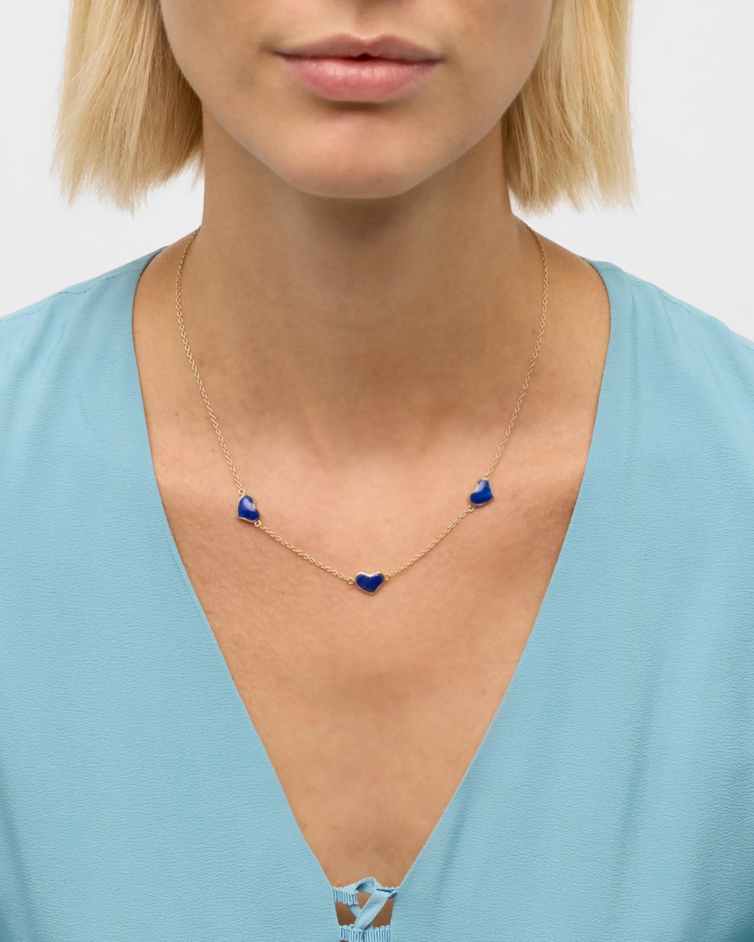 Triple Heart Gold Vermeil Sterling Necklace