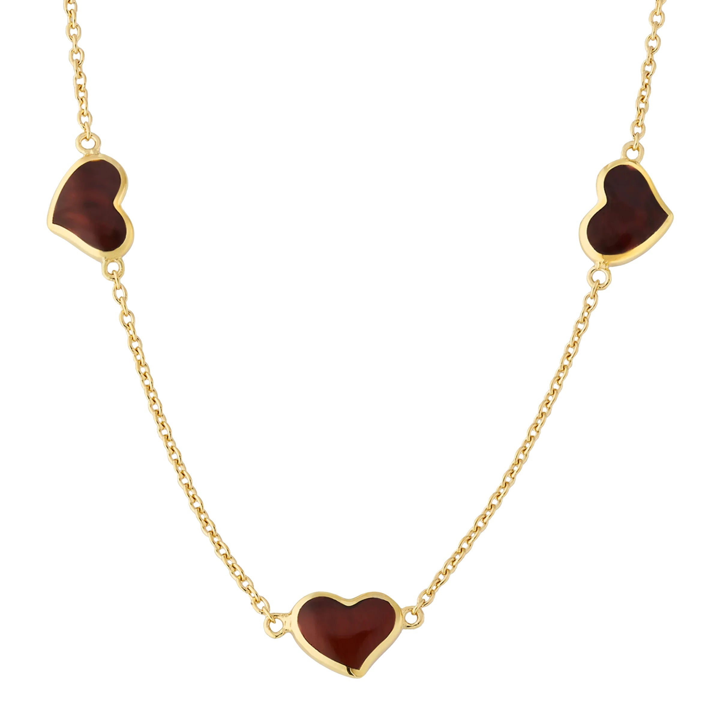 Triple Heart Gold Vermeil Sterling Necklace